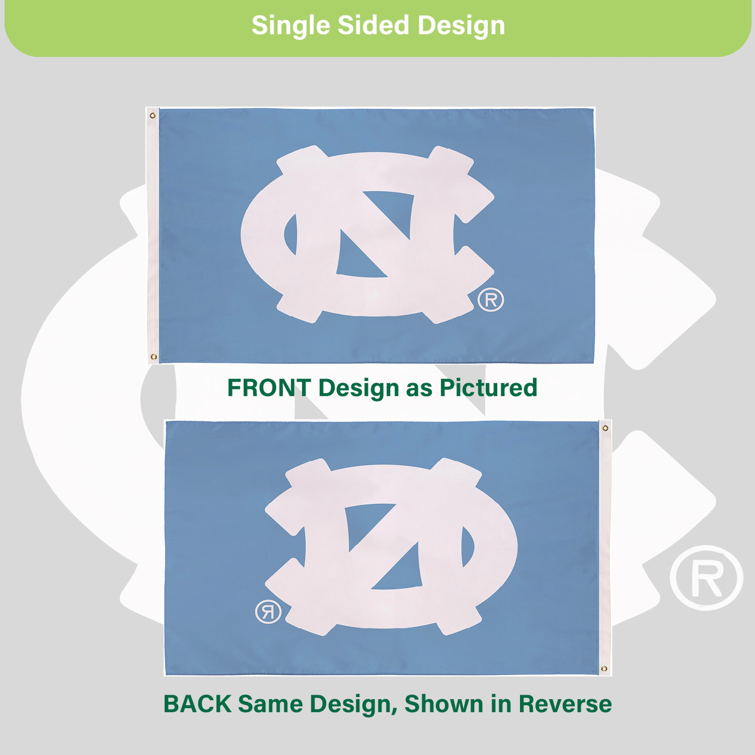 3'x5' Single Sided Flag w/ 2 Grommets, University of North Carolina - Sports Gifts, Sports Memorabilia, Sports Collectibles, Fan Shop