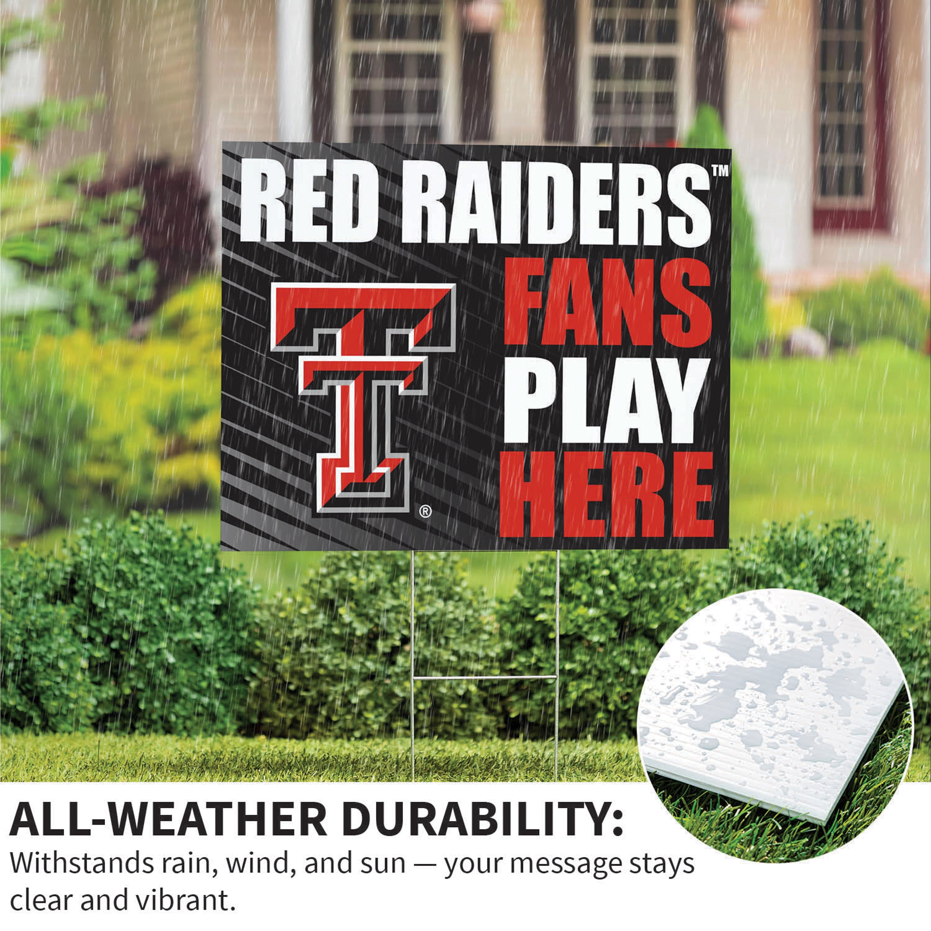Texas Tech University Coroplast Yard Sign "Fans Play Here" - Sports Collectibles, Sports Memorabilia, Sports Fan Shop, Sports Gifts