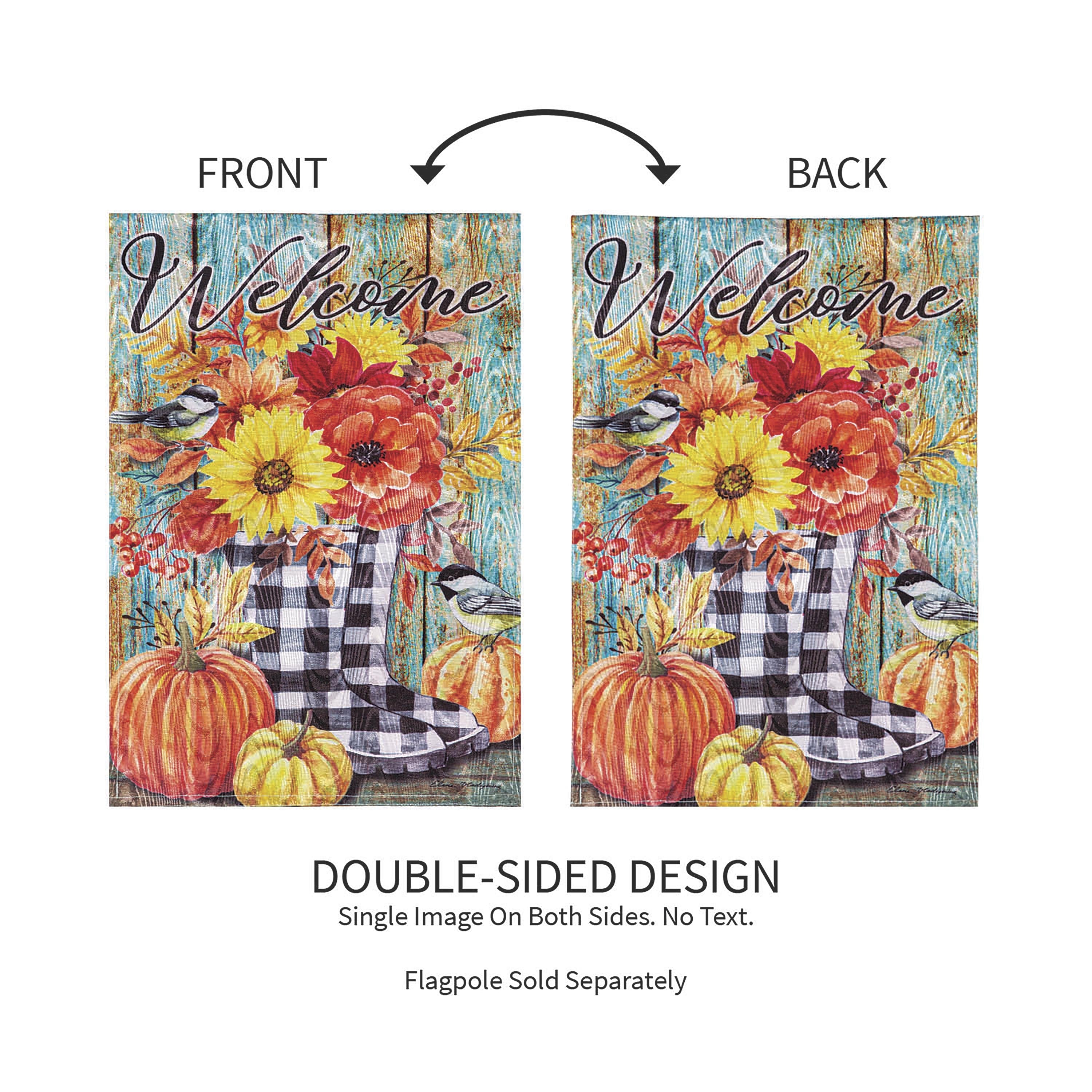 Fall Welcome Boots Moire Garden Flag - Sports Collectibles, Sports Memorabilia, Sports Fan Shop, Sports Gifts