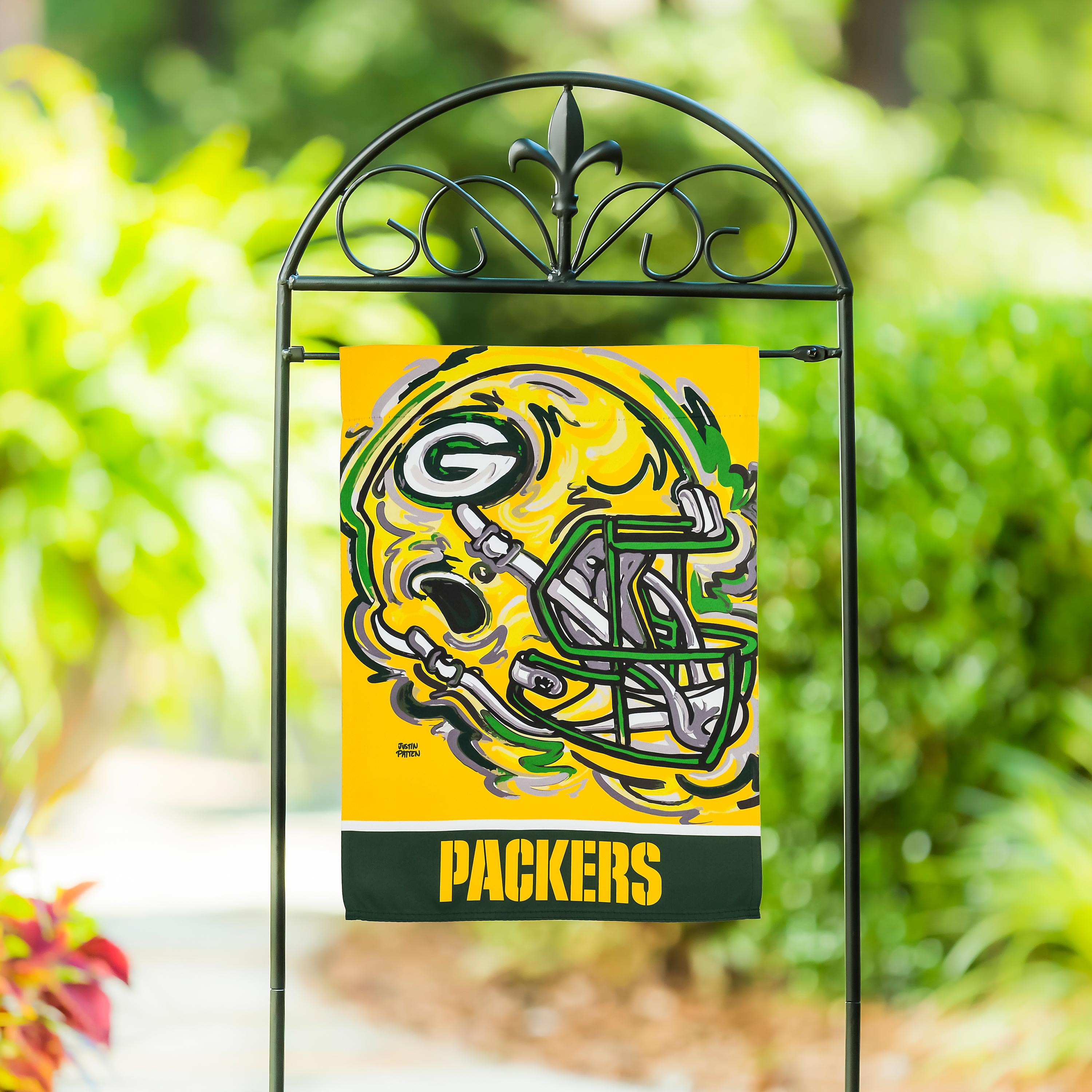 Green Bay Packers Justin Patten Suede Garden Flag - Sports Collectibles, Sports Memorabilia, Sports Fan Shop, Sports Gifts