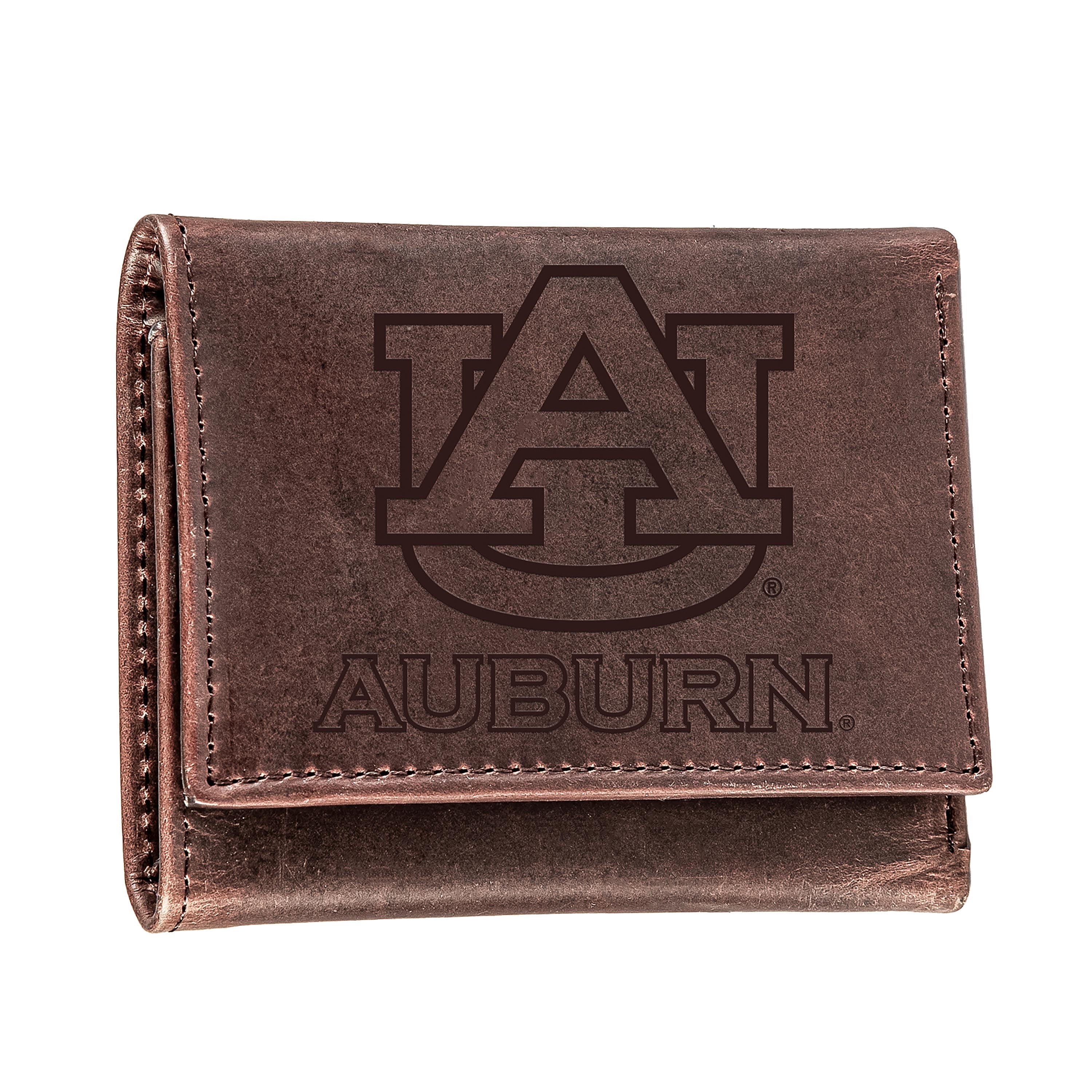 Auburn University, Tri-Fold Wallet, Brown, CH, 100% Genuine Leather - Sports Collectibles, Sports Memorabilia, Sports Fan Shop, Sports Gifts