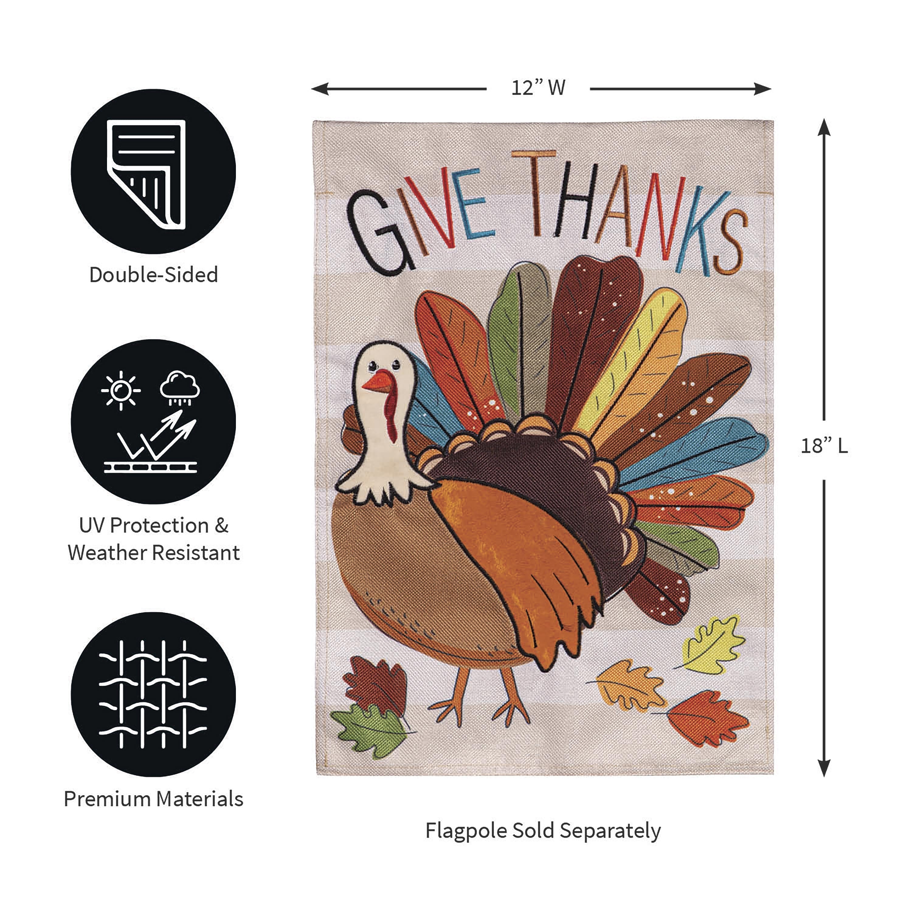 Tom Turkey Thanksgiving Burlap Garden Flag - Sports Collectibles, Sports Memorabilia, Sports Fan Shop, Sports Gifts