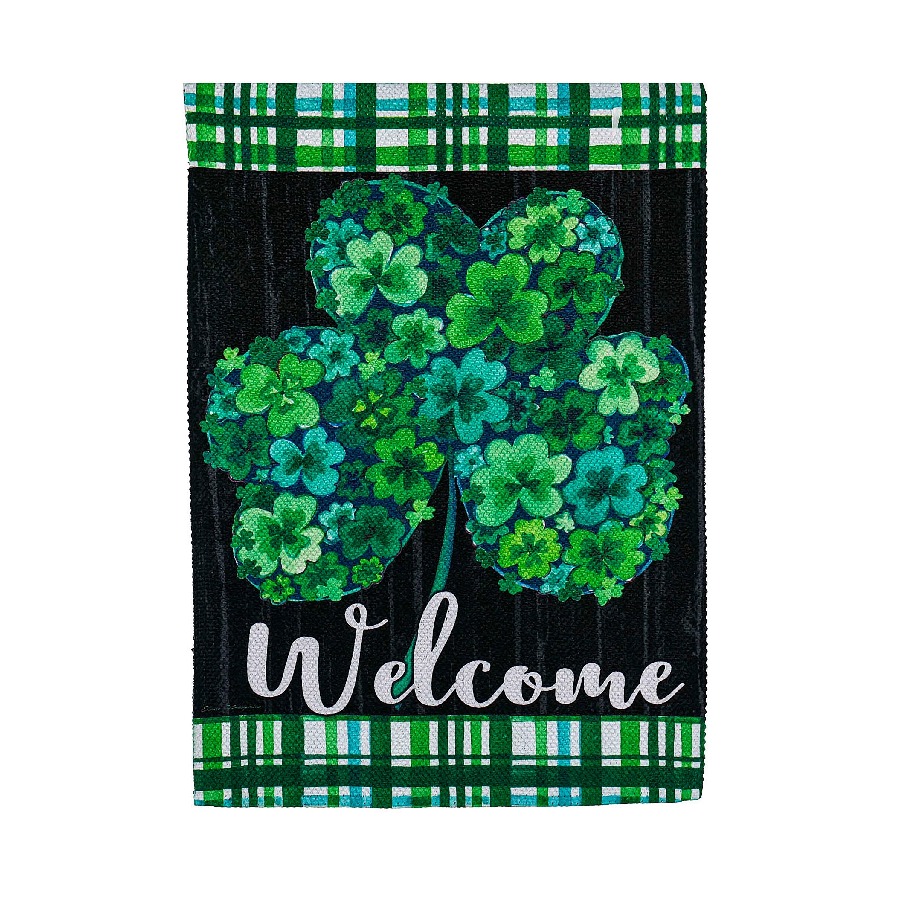Shamrock Flowers House Textured Suede Flag - Sports Collectibles, Sports Memorabilia, Sports Fan Shop, Sports Gifts