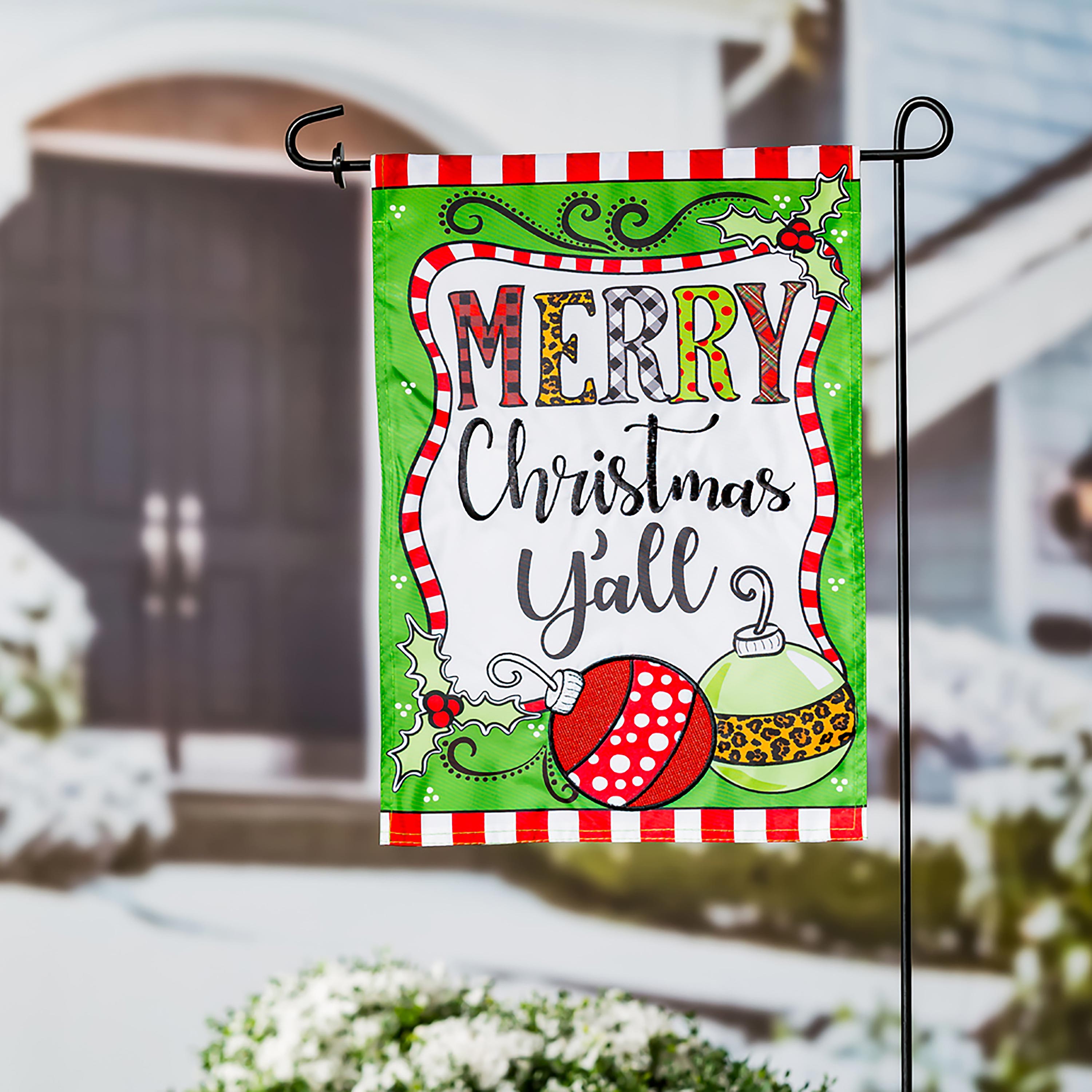 Merry Christmas Y'all Applique Garden Flag - Sports Collectibles, Sports Memorabilia, Sports Fan Shop, Sports Gifts