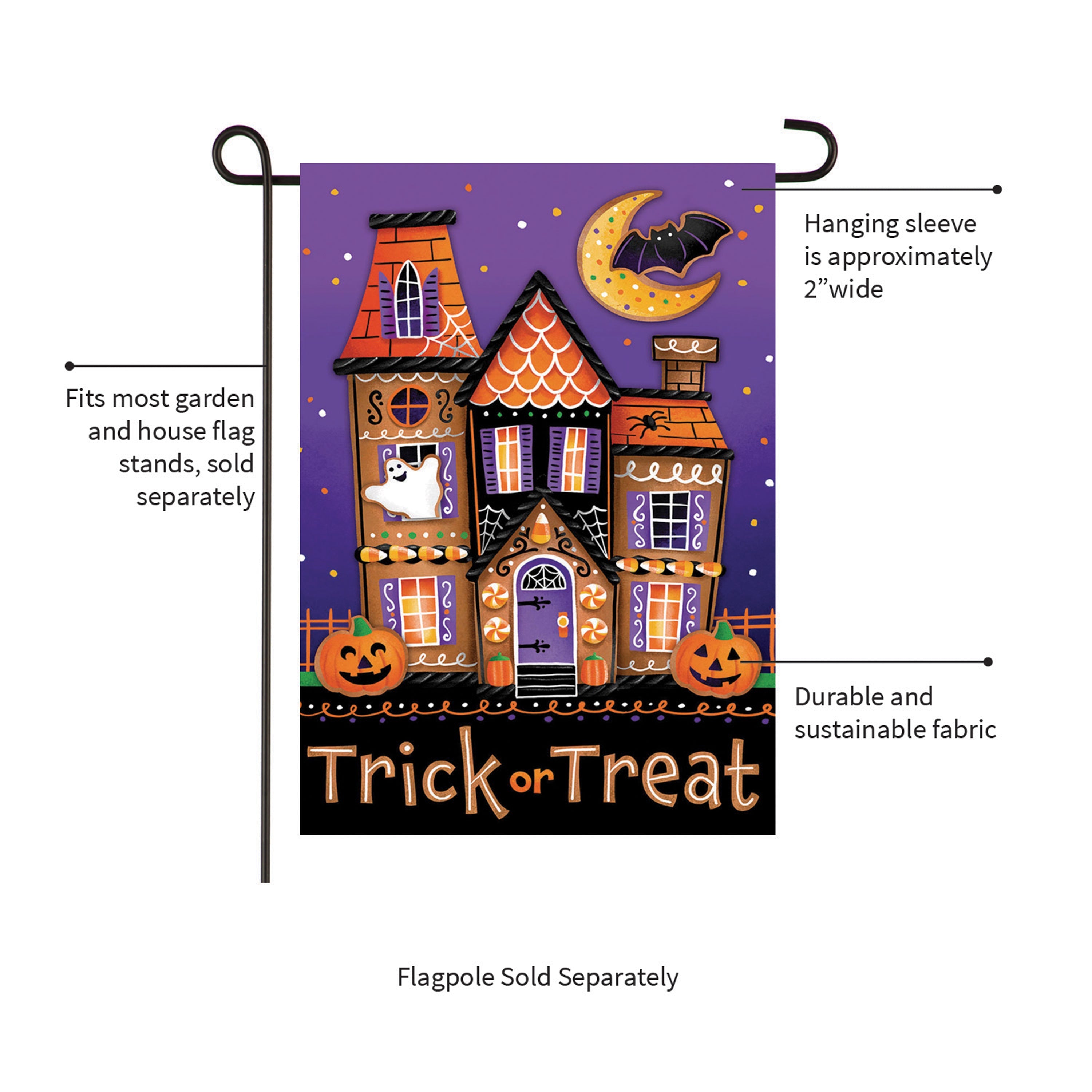 Trick or Sweets Lustre Garden Flag - Sports Collectibles, Sports Memorabilia, Sports Fan Shop, Sports Gifts