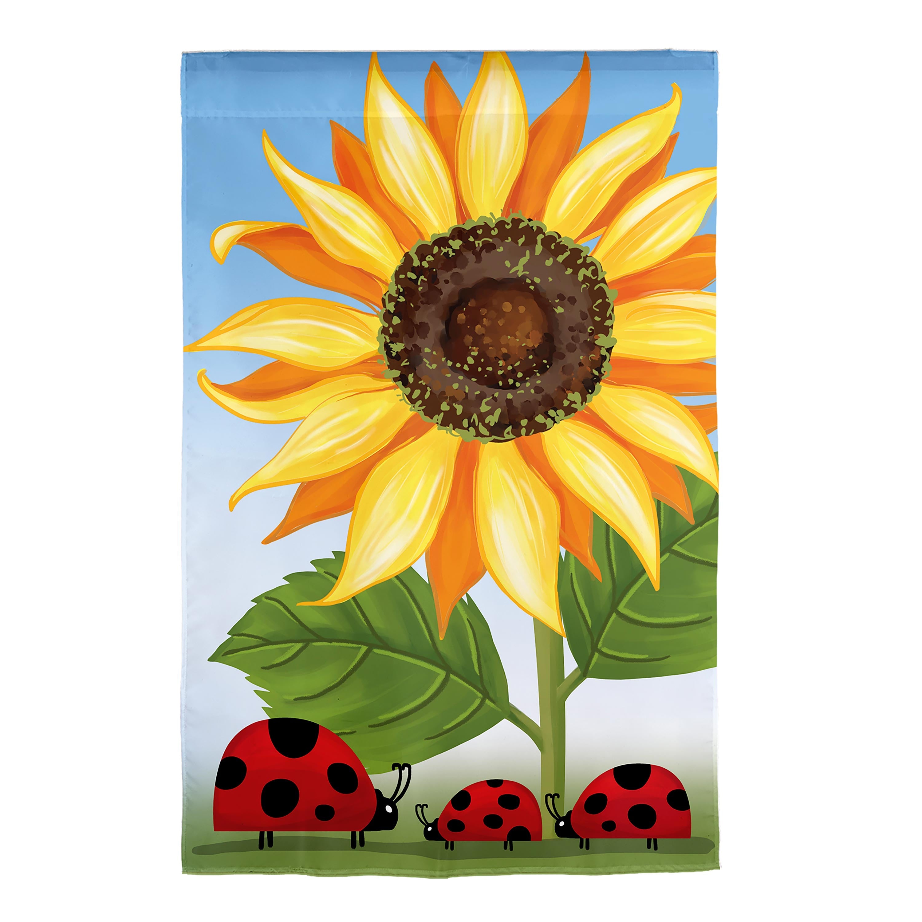 Sunflower & Ladybug Burlap House Flag - Sports Collectibles, Sports Memorabilia, Sports Fan Shop, Sports Gifts