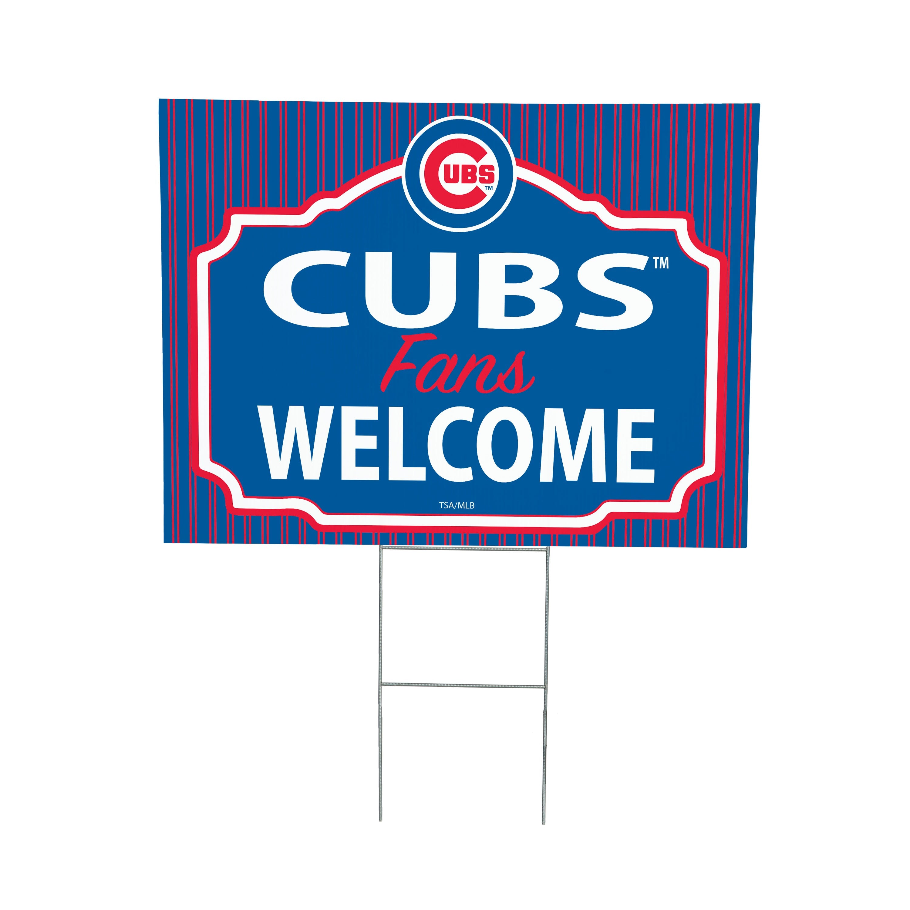 Chicago Cubs Coroplast Yard Sign, "Fans Welcome" - Sports Collectibles, Sports Memorabilia, Sports Fan Shop, Sports Gifts