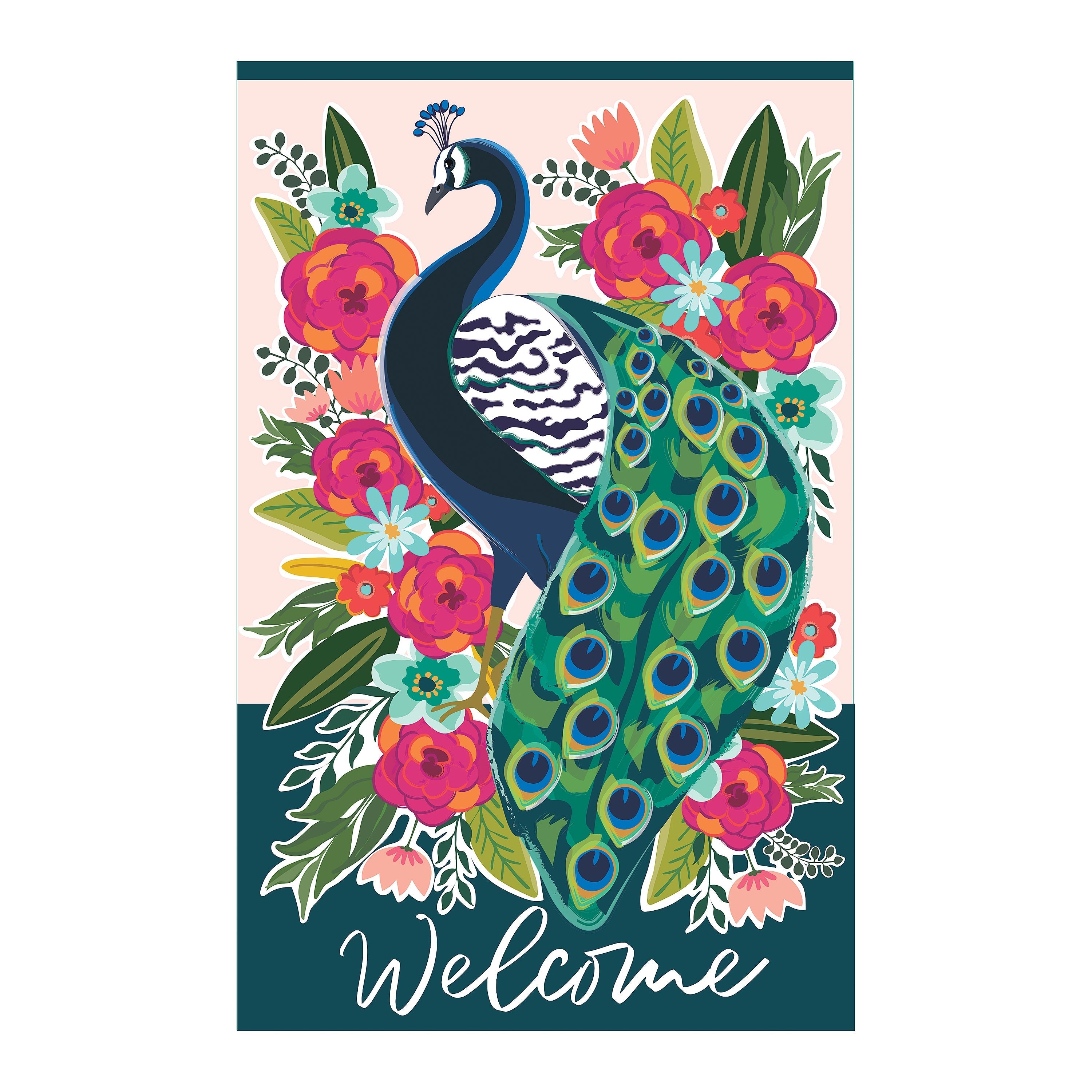 Floral Peacock Applique House Flag - Sports Collectibles, Sports Memorabilia, Sports Fan Shop, Sports Gifts