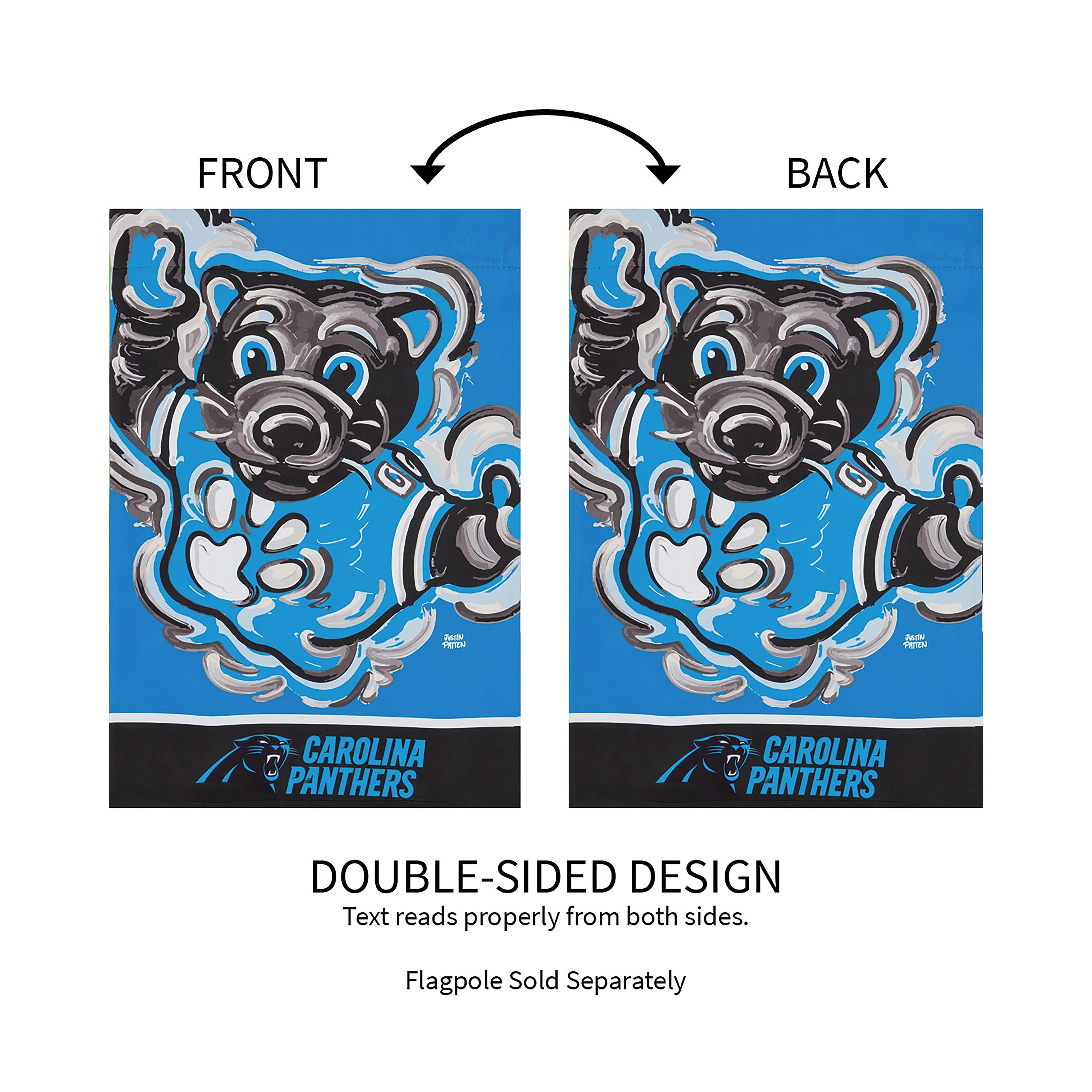 Carolina Panthers Justin Patten Suede Garden Flag - Sports Collectibles, Sports Memorabilia, Sports Fan Shop, Sports Gifts