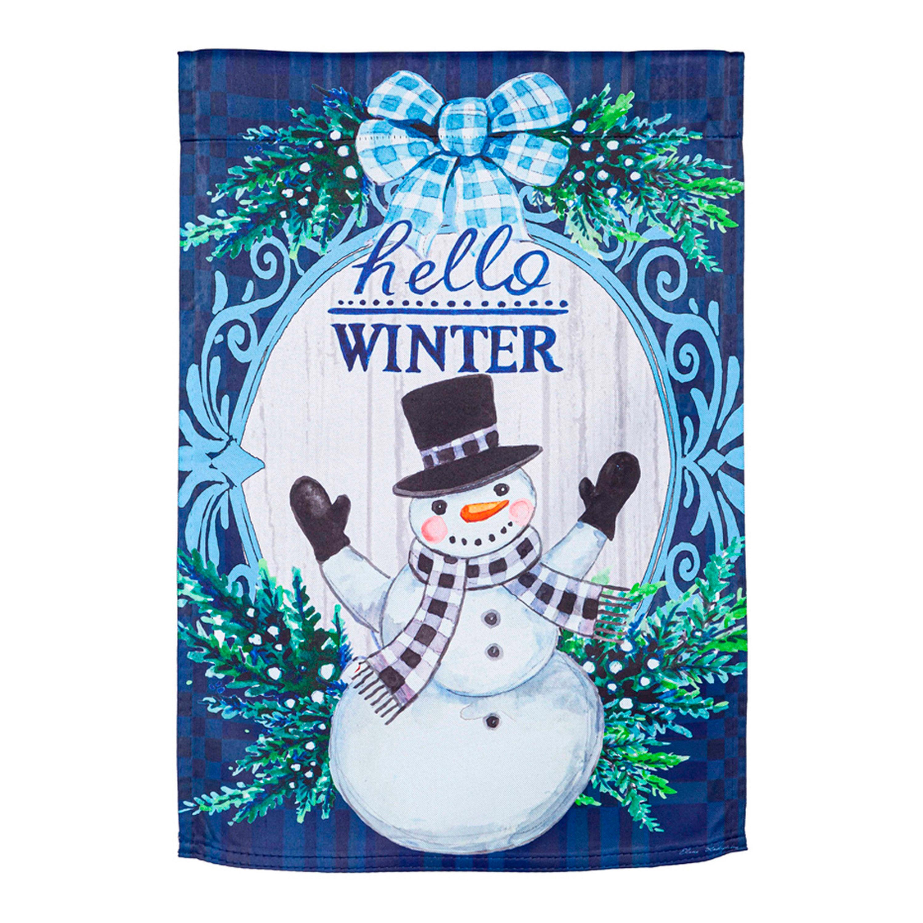Winter Snowman Suede House Flag - Sports Collectibles, Sports Memorabilia, Sports Fan Shop, Sports Gifts