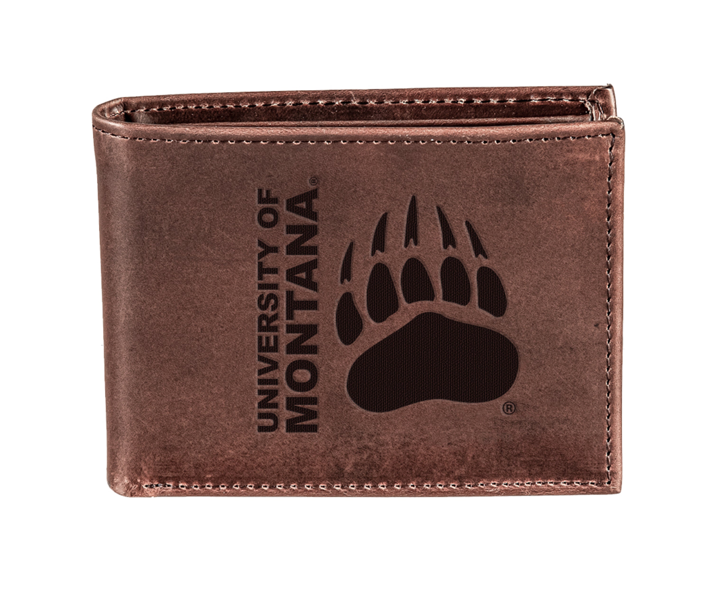 University of Montana, Bi-Fold Wallet, Brown, CH, 100% Genuine Leather - Sports Gifts, Sports Memorabilia, Sports Collectibles, Fan Shop