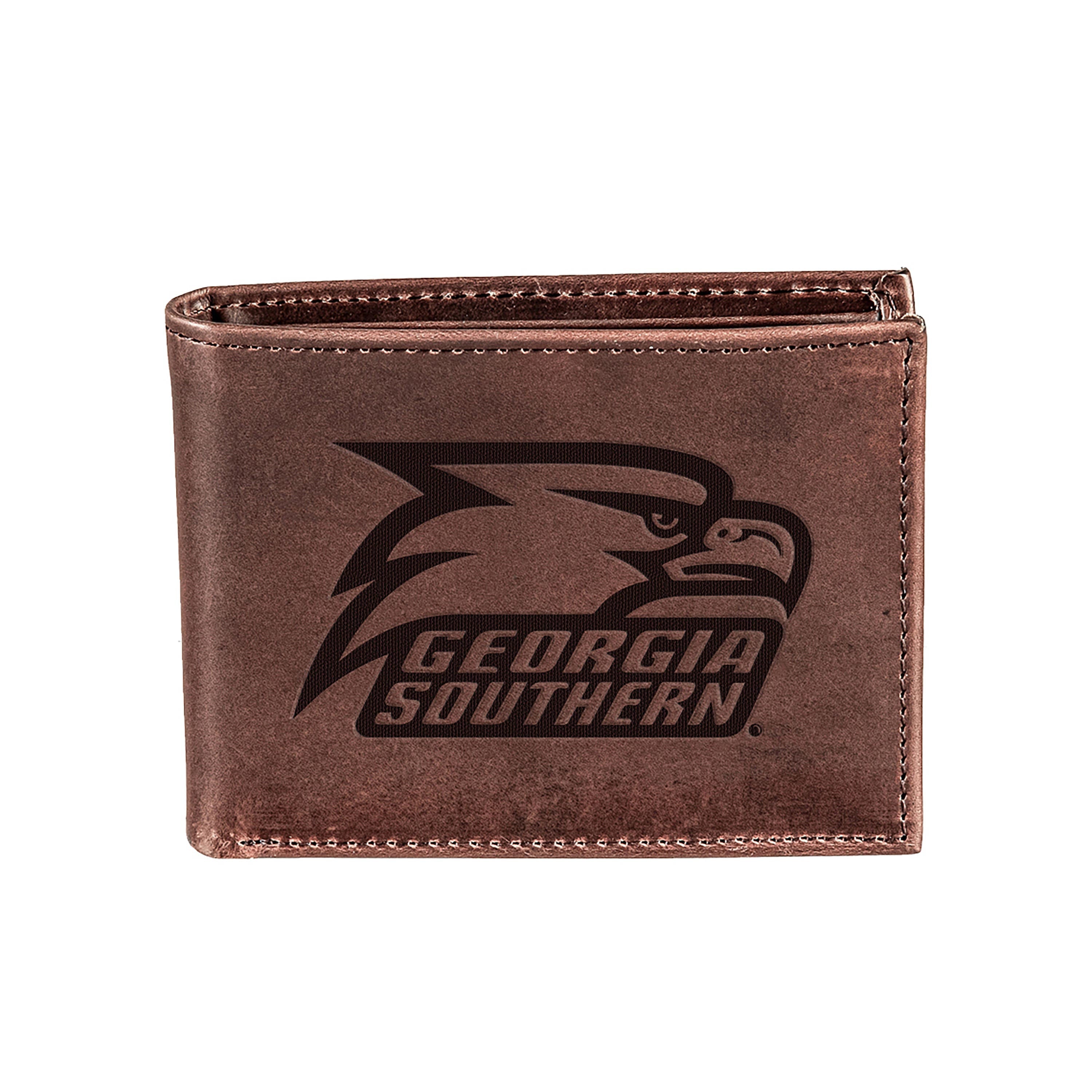 Georgia Southern University, Bi-Fold Wallet, Brown, CH, 100% Genuine Leather - Sports Collectibles, Sports Memorabilia, Sports Fan Shop, Sports Gifts