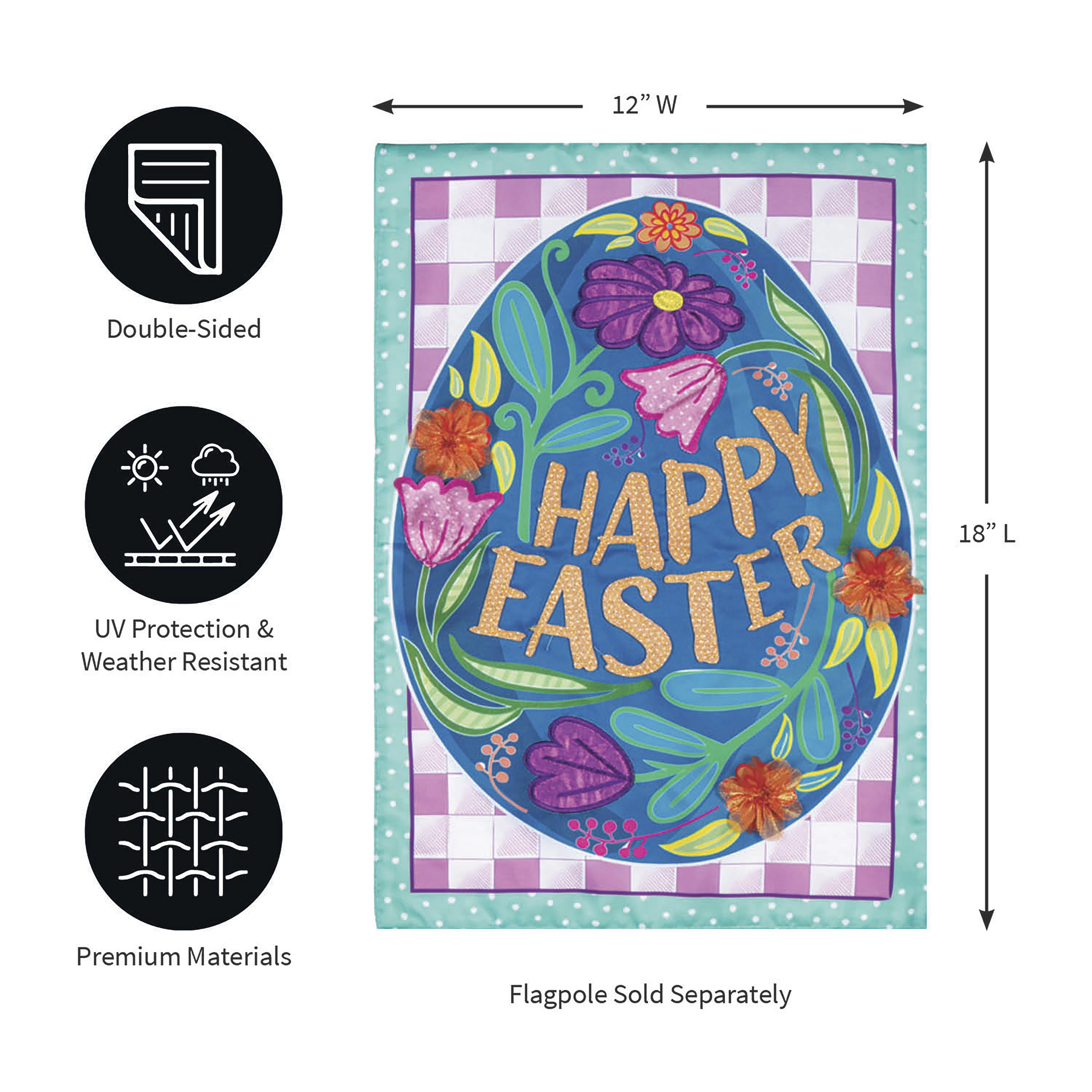 Happy Easter Egg Applique Garden Flag - Sports Collectibles, Sports Memorabilia, Sports Fan Shop, Sports Gifts