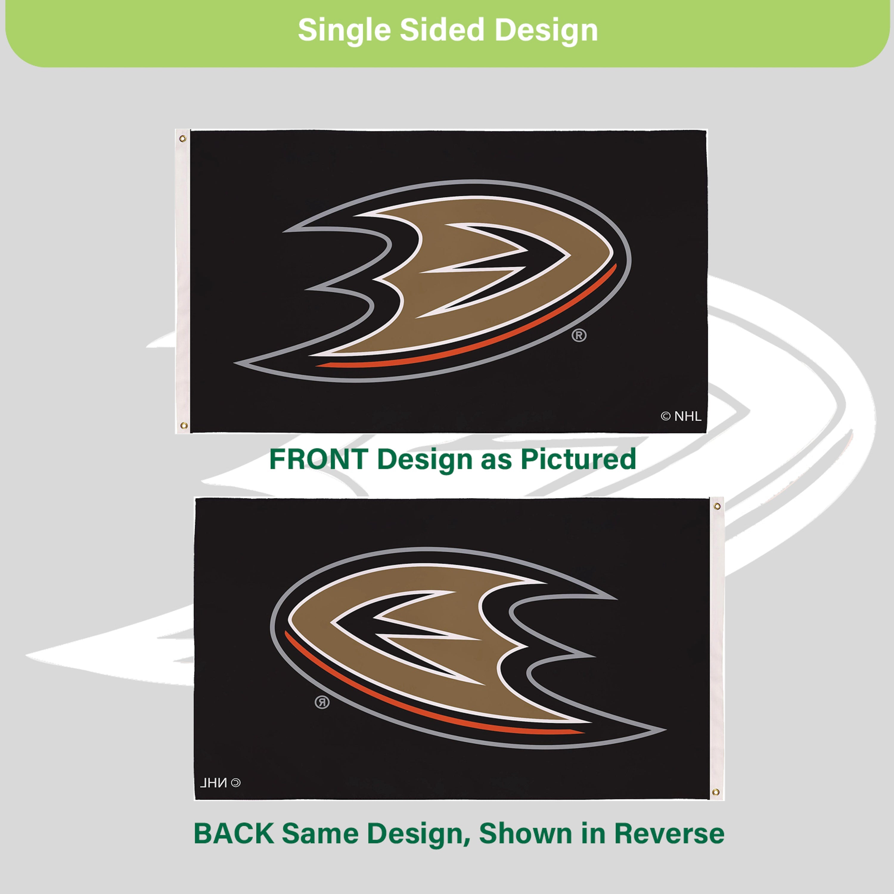 3'x5' Single Sided Flag w/ 2 Grommets, Anaheim Ducks - Sports Gifts, Sports Memorabilia, Sports Collectibles, Fan Shop