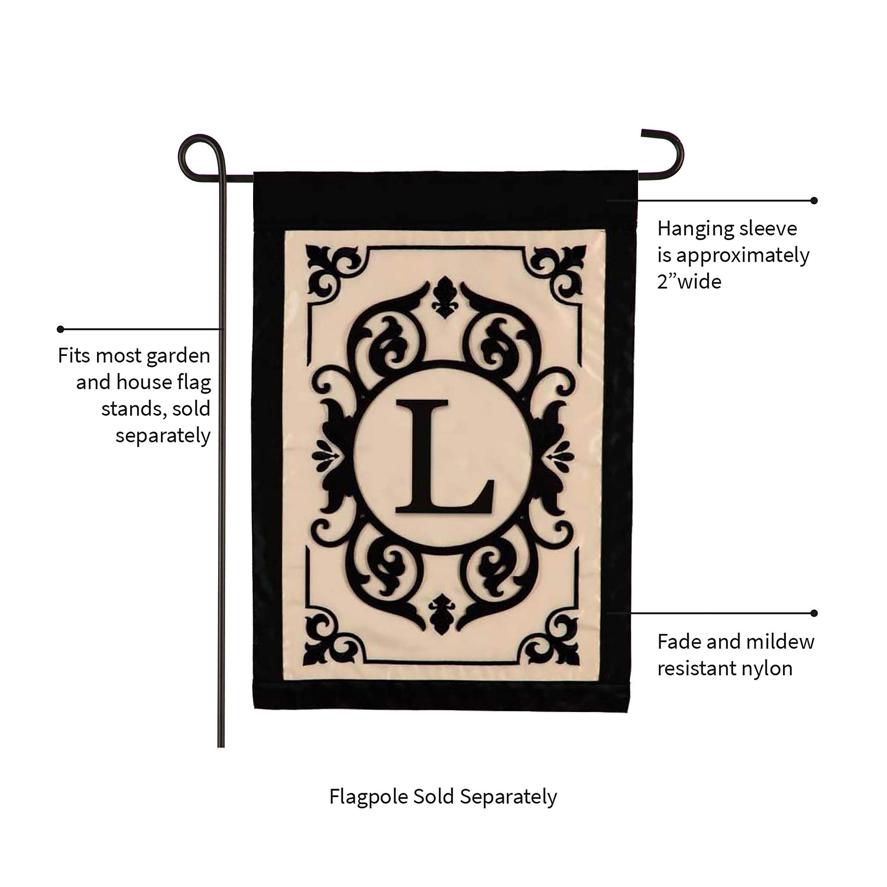 Cambridge Monogram Garden Applique Flag, Letter L - Sports Collectibles, Sports Memorabilia, Sports Fan Shop, Sports Gifts