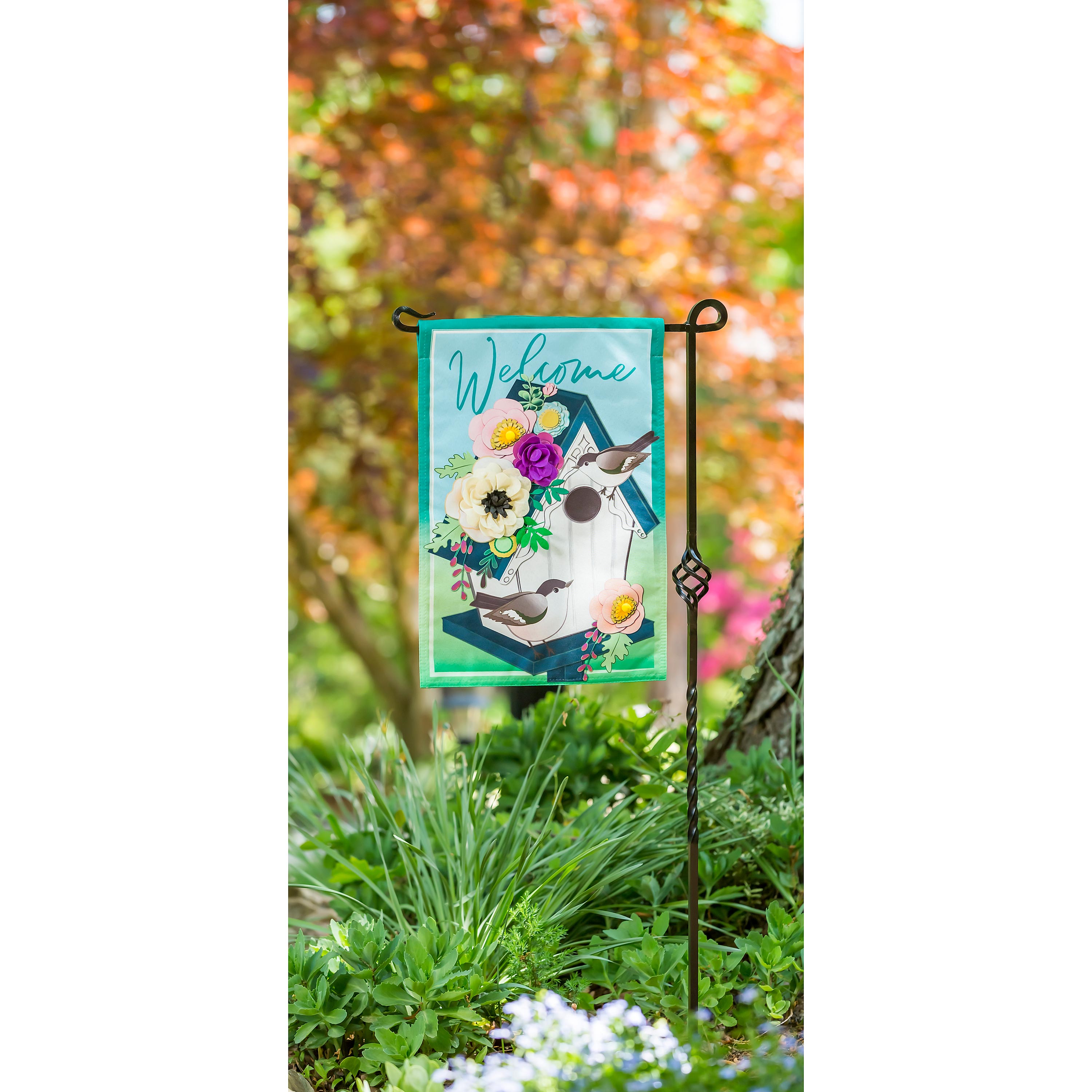 Garden Birdhouse Garden Linen Flag - Sports Collectibles, Sports Memorabilia, Sports Fan Shop, Sports Gifts