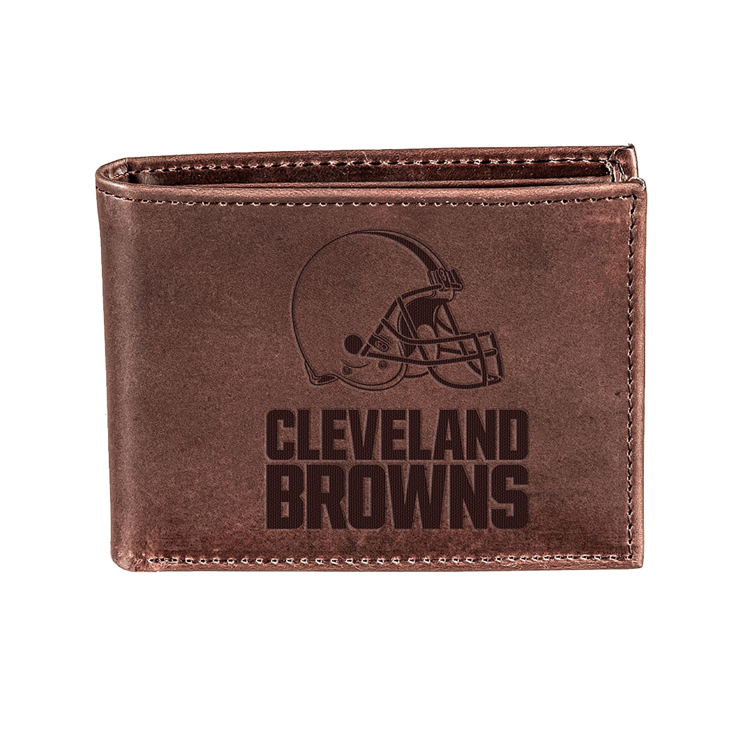Cleveland Browns, Bi-Fold Wallet, Brown, CH, 100% Genuine Leather - Sports Collectibles, Sports Memorabilia, Sports Fan Shop, Sports Gifts