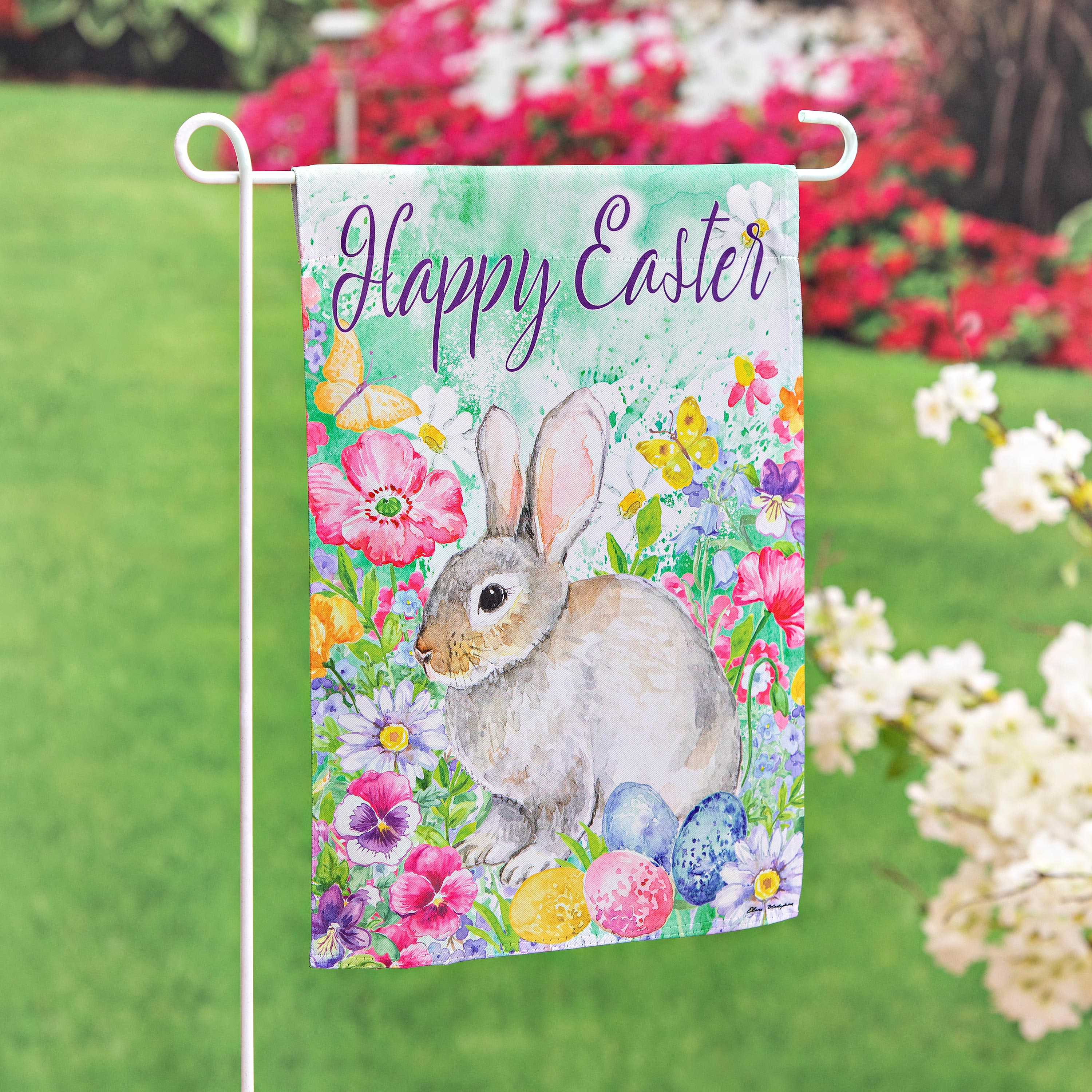 Bunny in the Garden Suede Garden Flag - Sports Collectibles, Sports Memorabilia, Sports Fan Shop, Sports Gifts