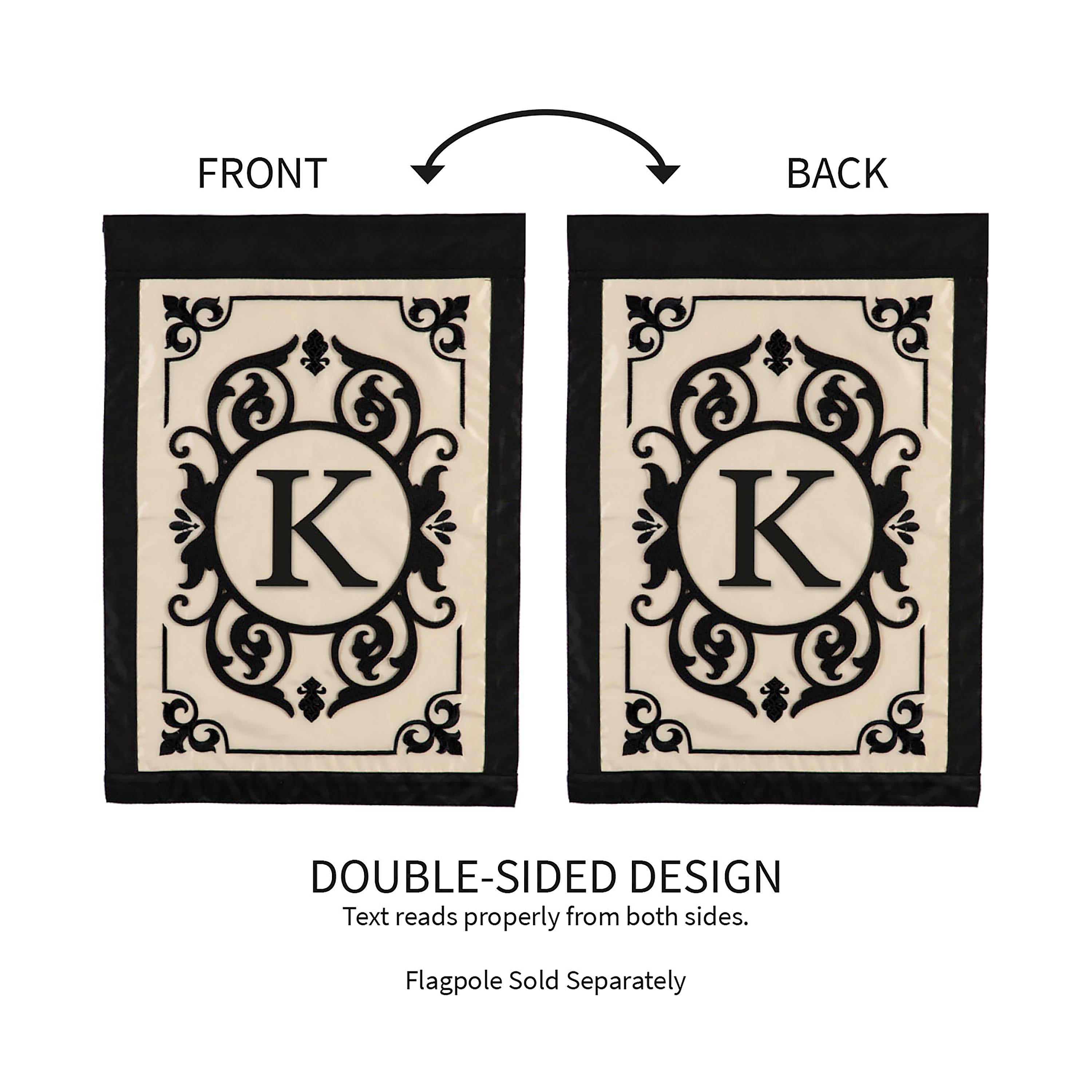 Cambridge Monogram Garden Applique Flag, Letter K - Sports Collectibles, Sports Memorabilia, Sports Fan Shop, Sports Gifts