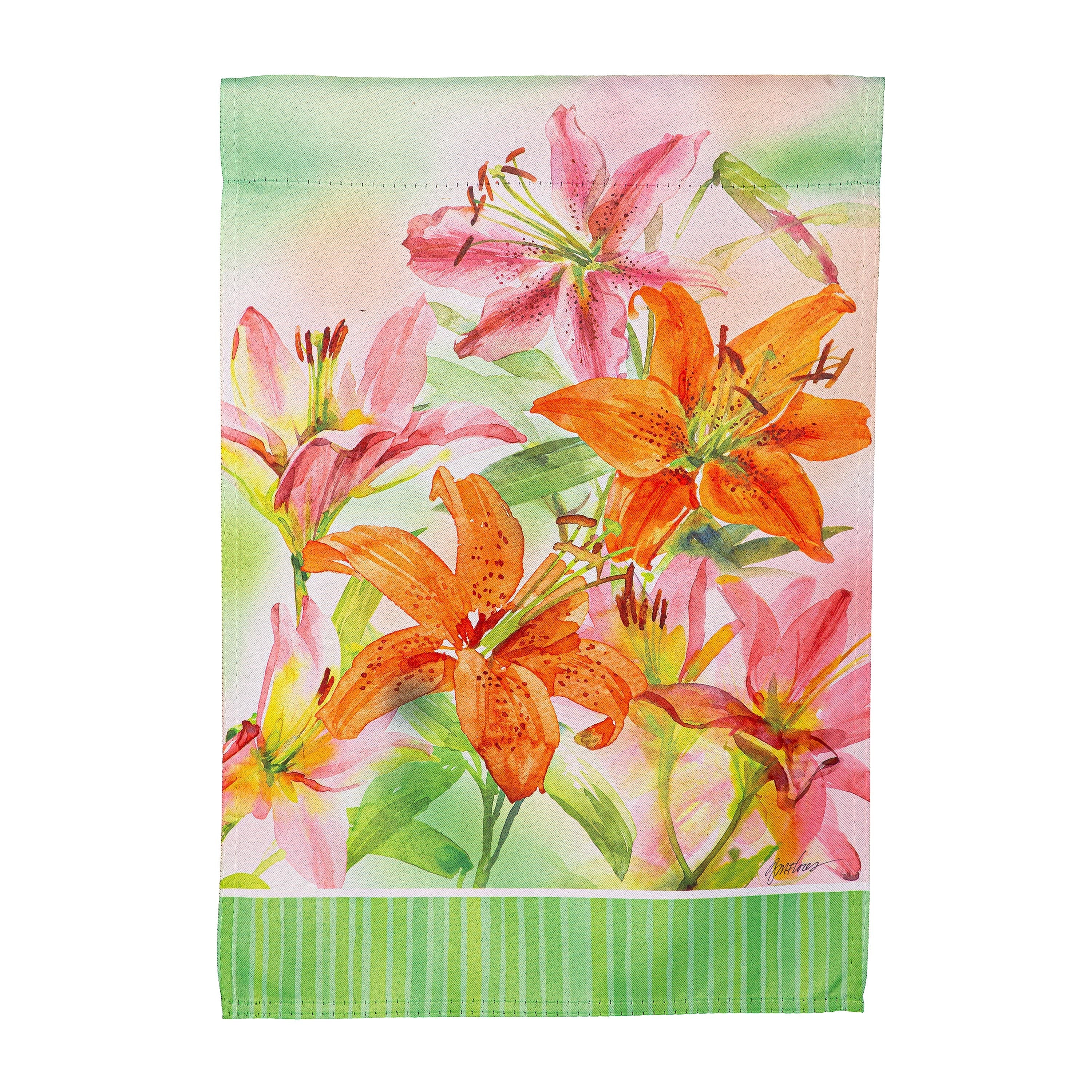 Lilies Suede Garden Flag - Sports Collectibles, Sports Memorabilia, Sports Fan Shop, Sports Gifts