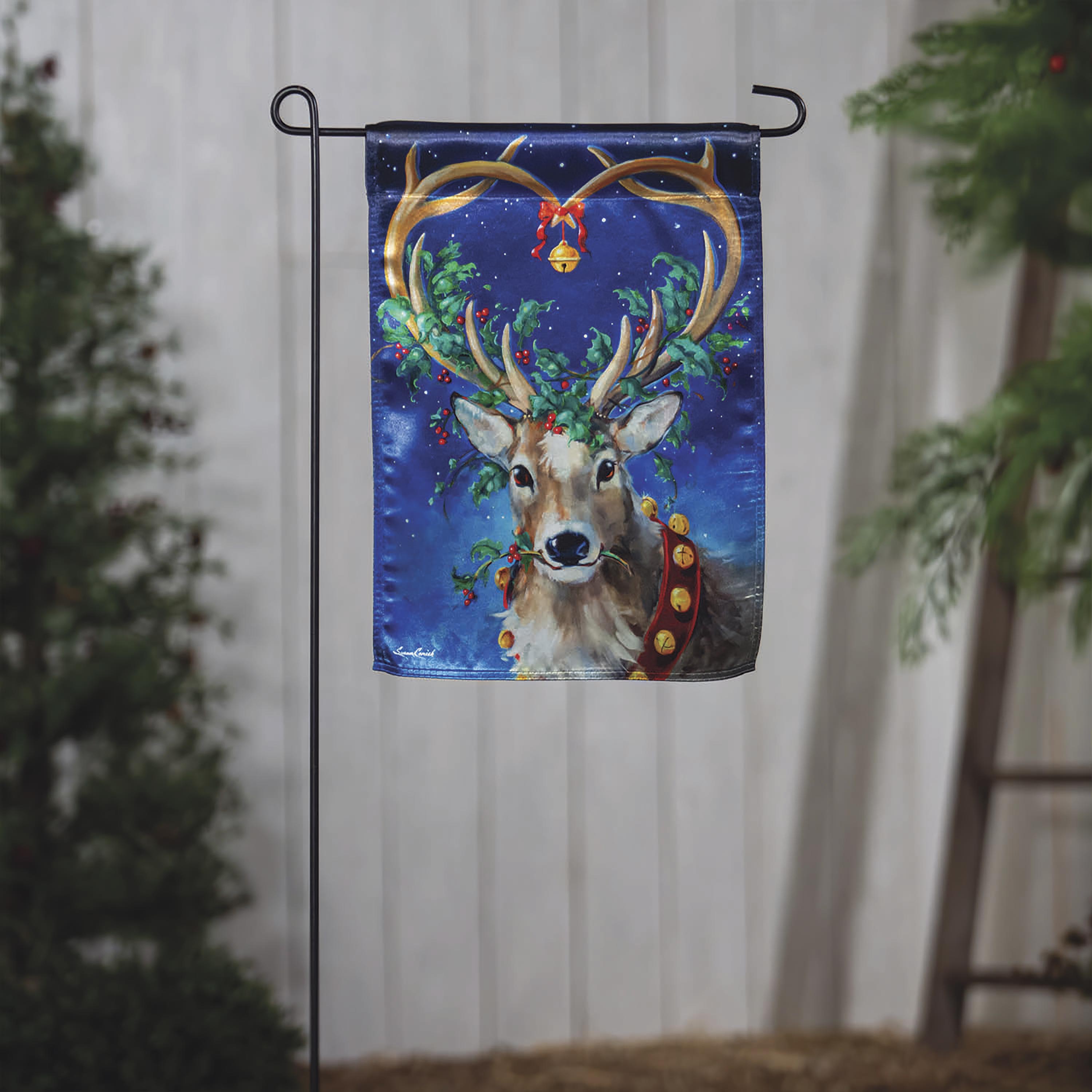 Santa's Reindeer Lustre Garden Flag - Sports Collectibles, Sports Memorabilia, Sports Fan Shop, Sports Gifts