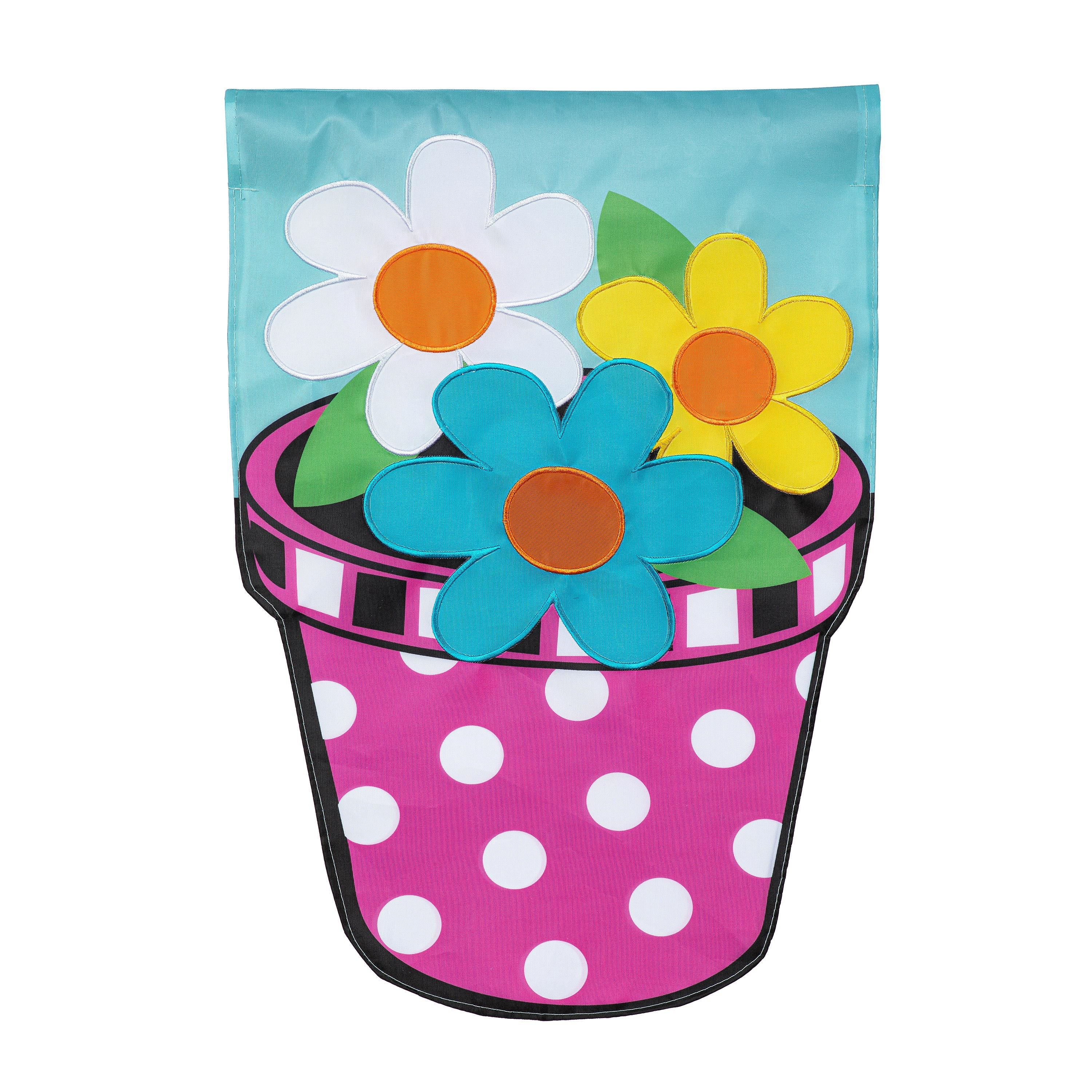Pink Dot Flower Basic Applique Garden Flag - Sports Collectibles, Sports Memorabilia, Sports Fan Shop, Sports Gifts