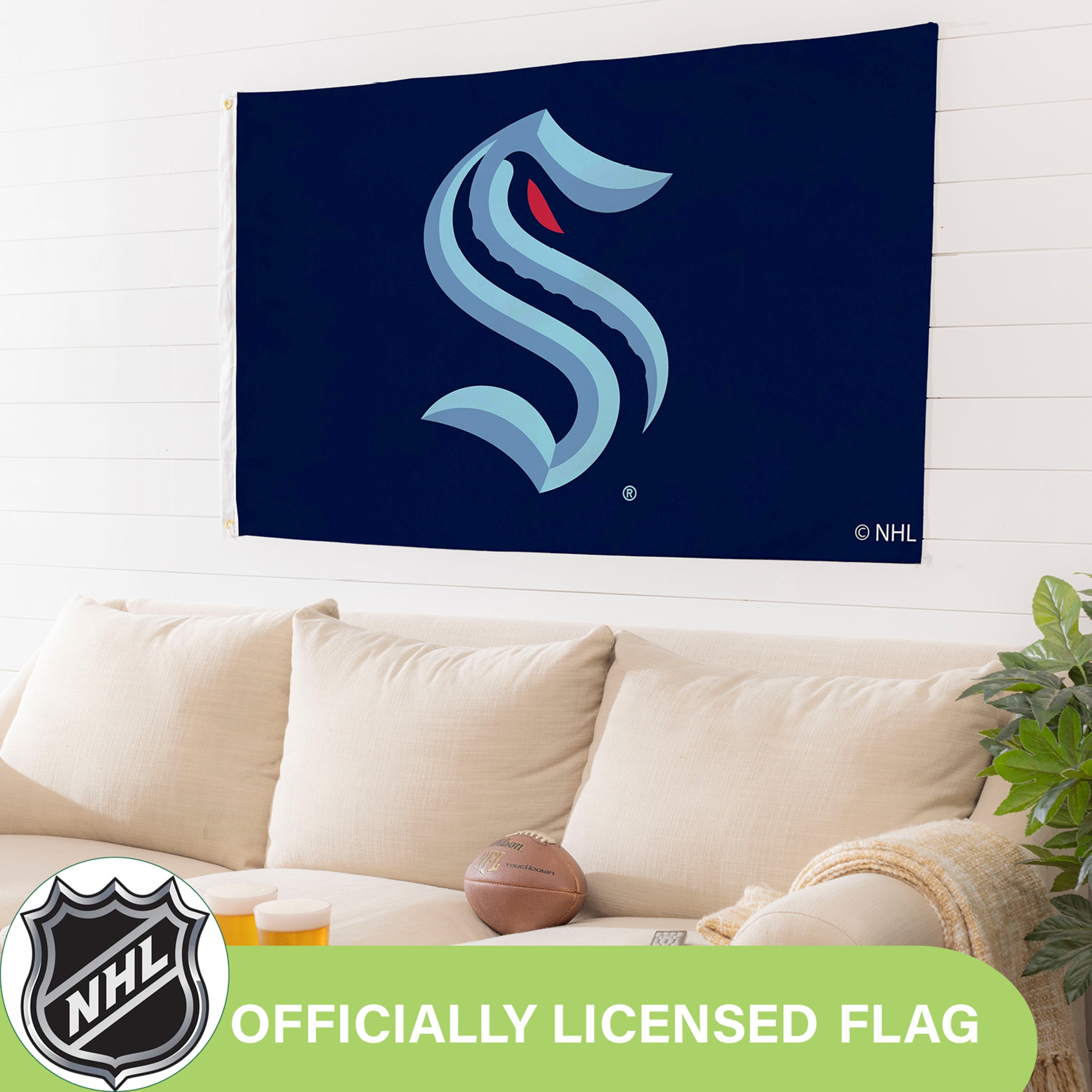 3'x5' Single Sided Flag w/ 2 Grommets, Seattle Kraken - Sports Gifts, Sports Memorabilia, Sports Collectibles, Fan Shop