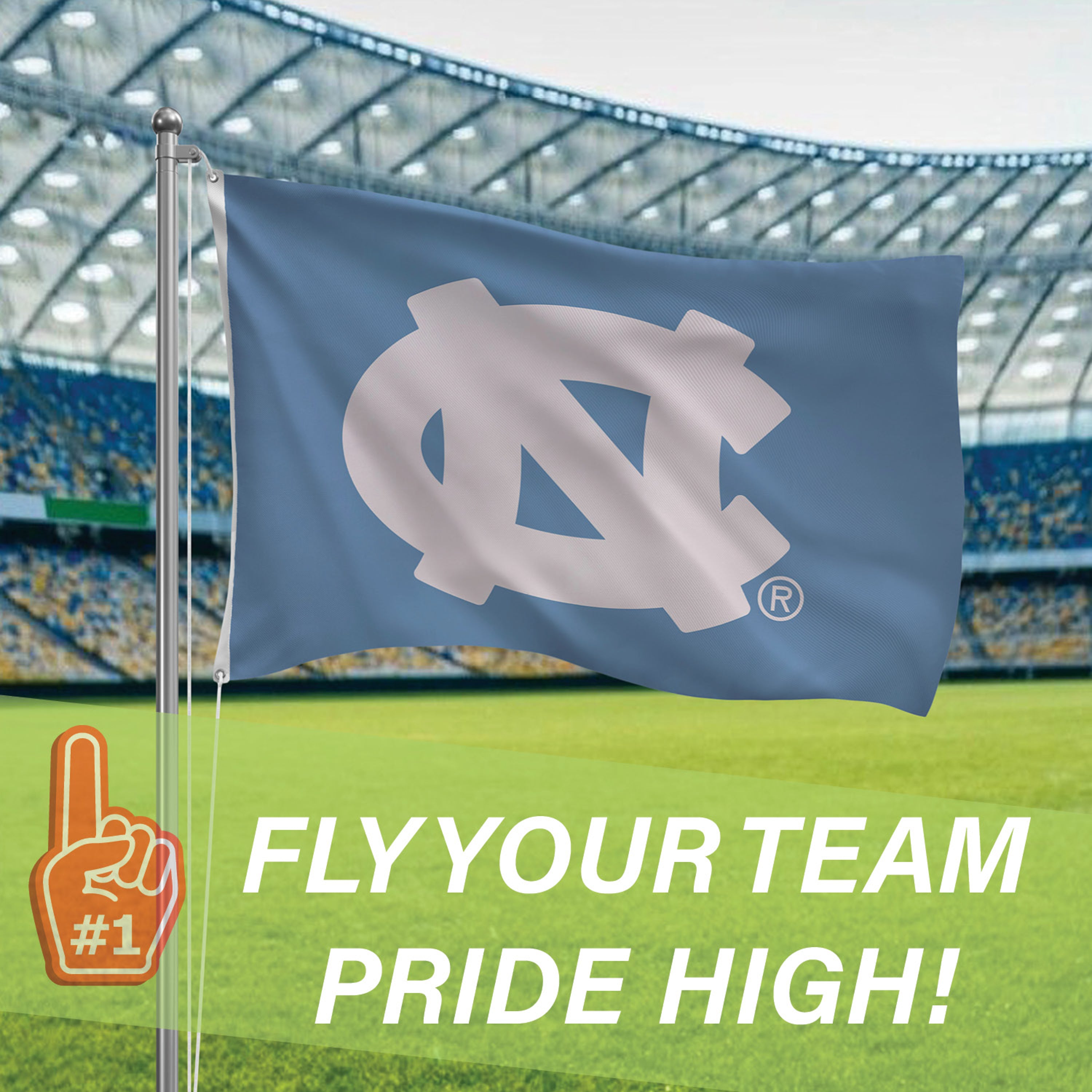 3'x5' Single Sided Flag w/ 2 Grommets, University of North Carolina - Sports Gifts, Sports Memorabilia, Sports Collectibles, Fan Shop