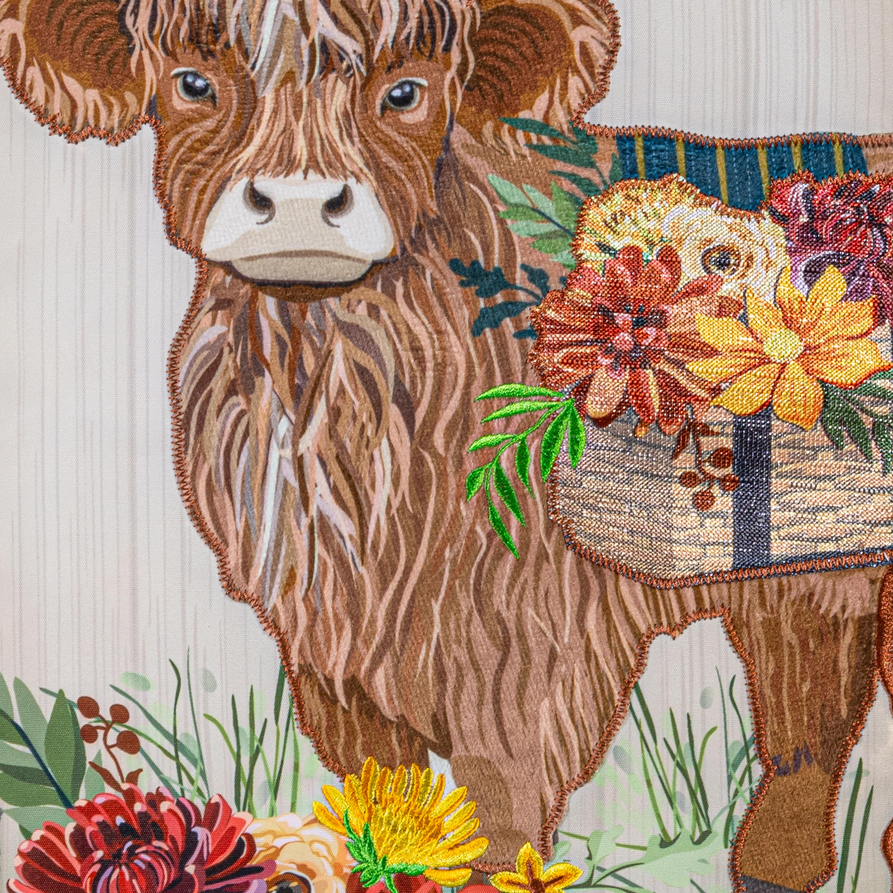 Highland Cow Fall Floral Applique Garden Flag - Sports Collectibles, Sports Memorabilia, Sports Fan Shop, Sports Gifts