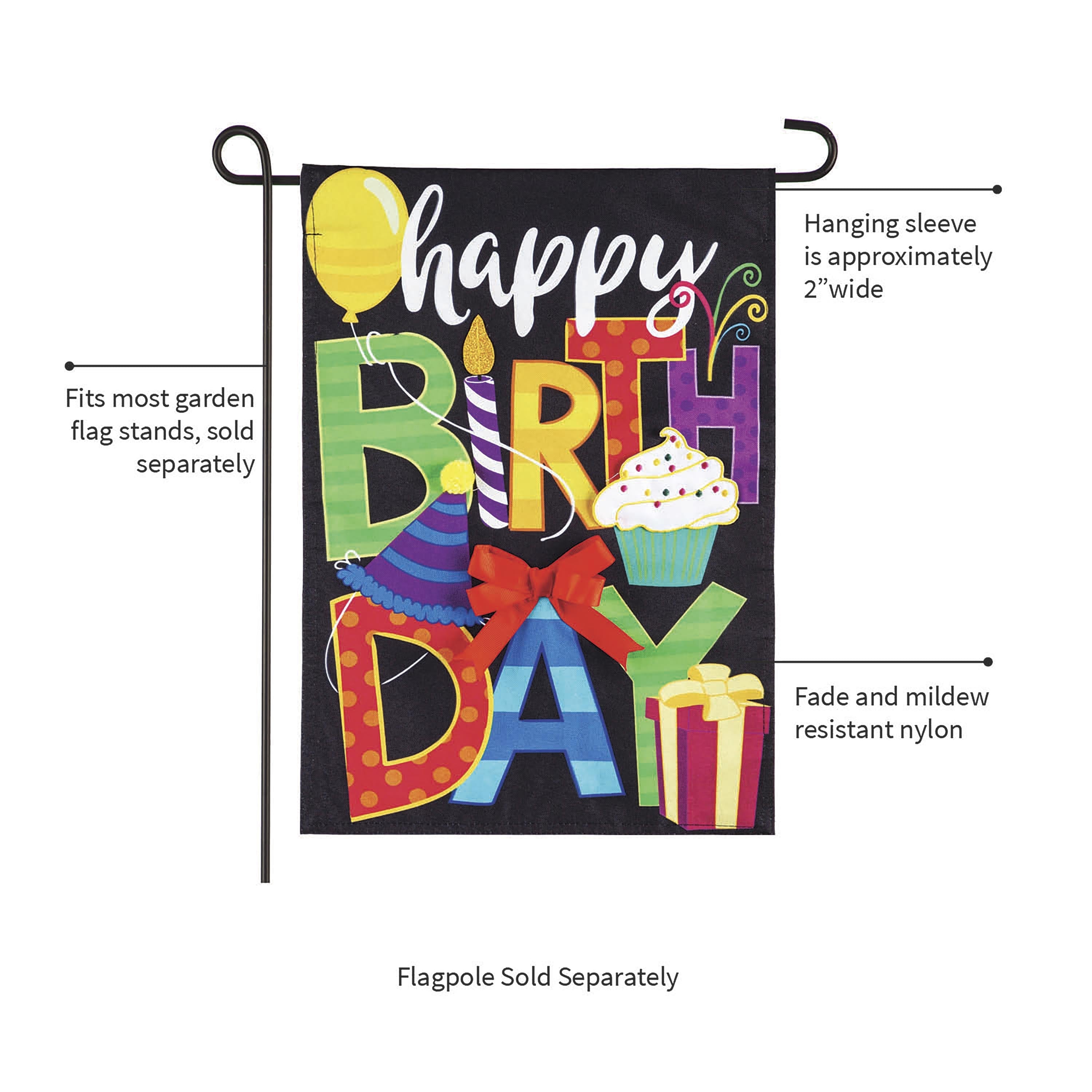 Happy Birthday Garden Linen Flag - Sports Collectibles, Sports Memorabilia, Sports Fan Shop, Sports Gifts