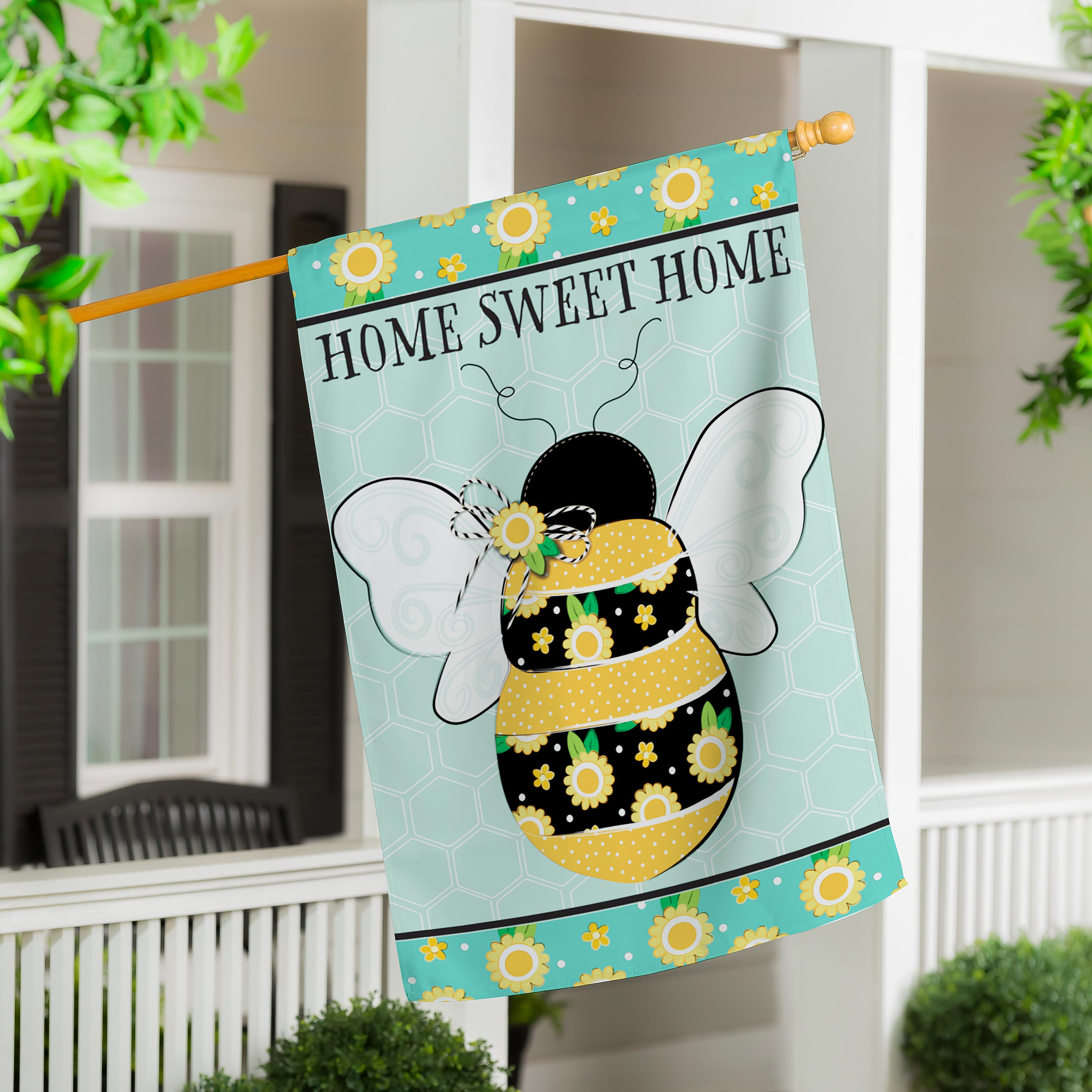 Home Sweet Home Bee Applique House Flag - Sports Collectibles, Sports Memorabilia, Sports Fan Shop, Sports Gifts