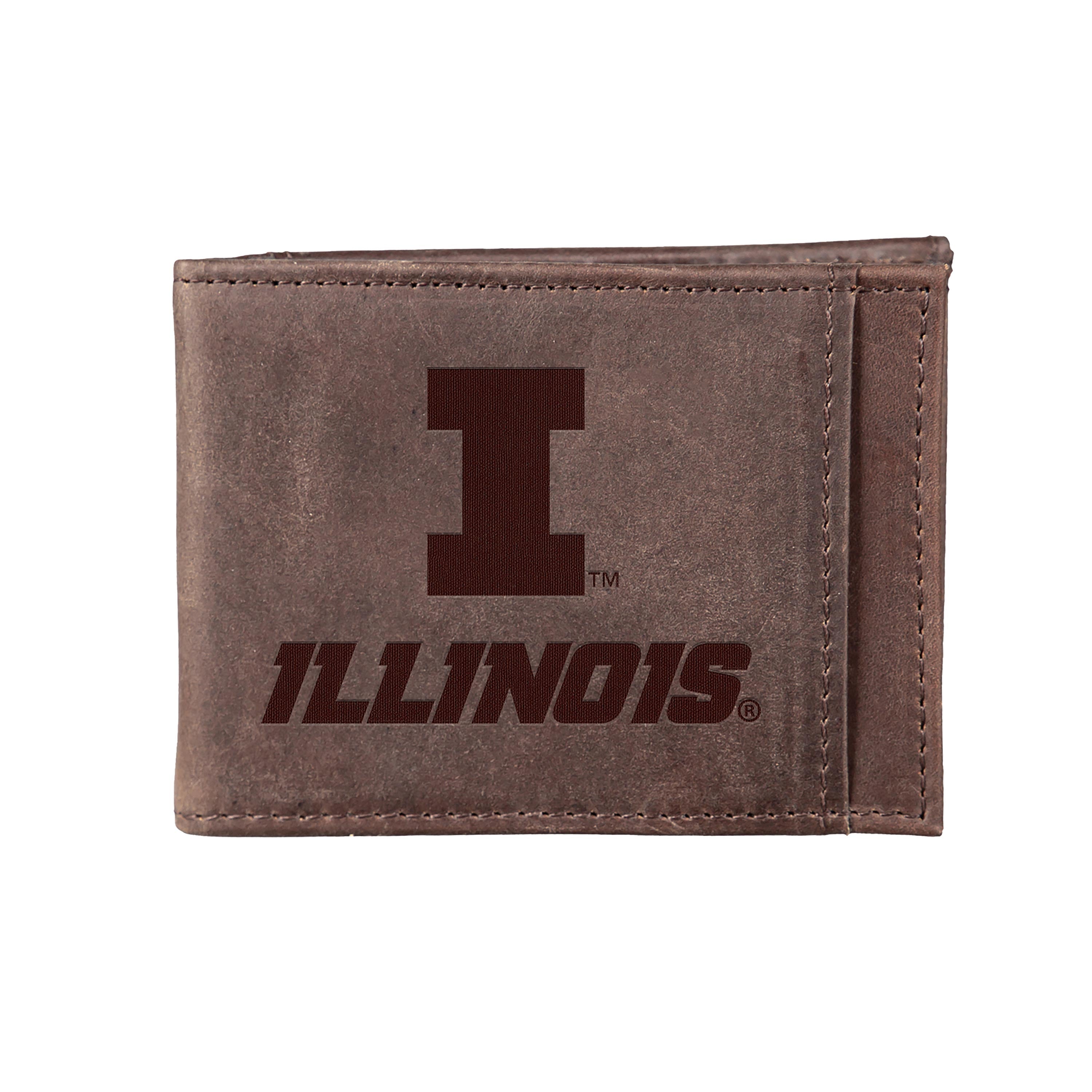 Front Pocket Wallet w/ RFID Blocking, University of Illinois, Brown - Sports Collectibles, Sports Memorabilia, Sports Fan Shop, Sports Gifts