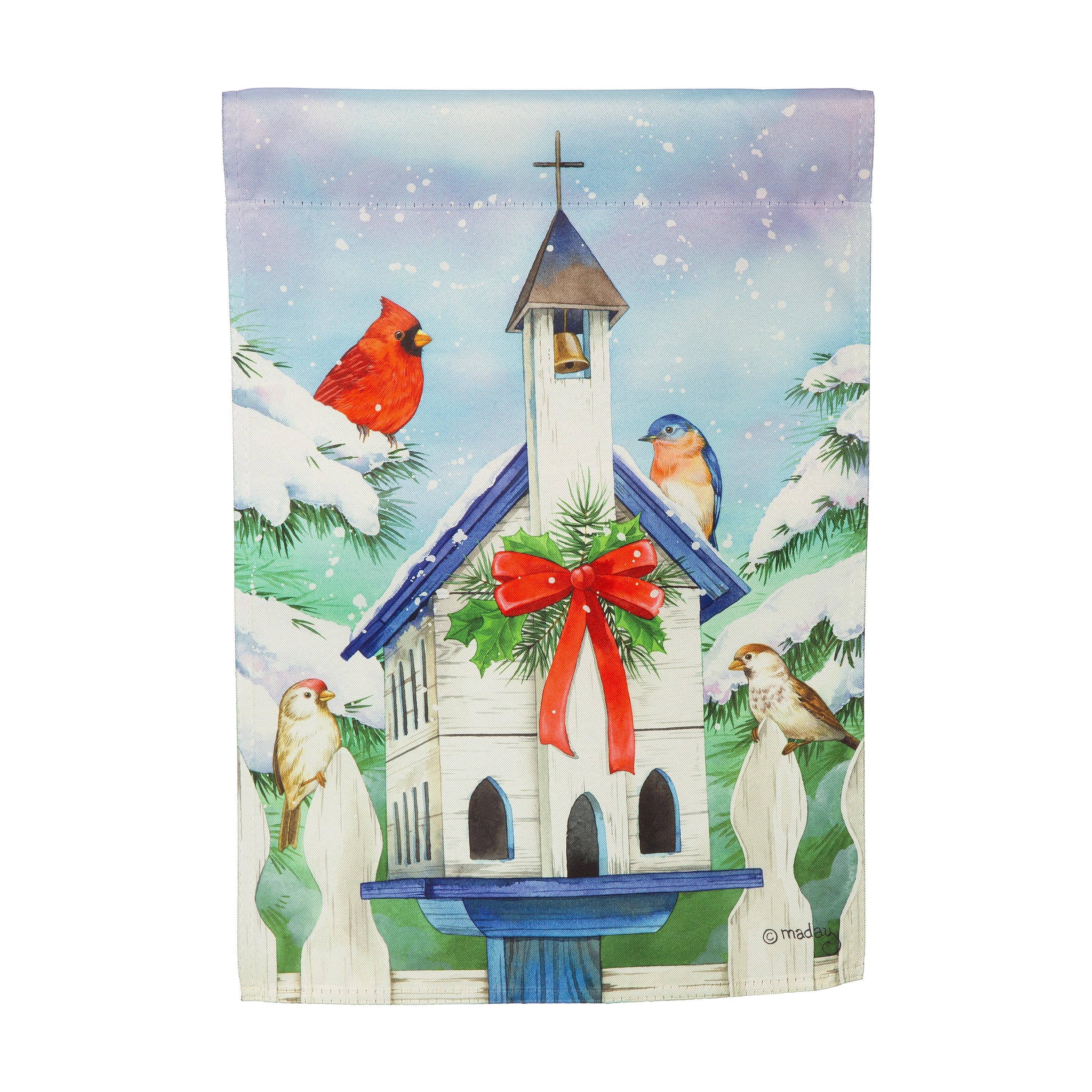 Christmas Birdhouse Suede Garden Flag - Sports Gifts, Sports Memorabilia, Sports Collectibles, Fan Shop