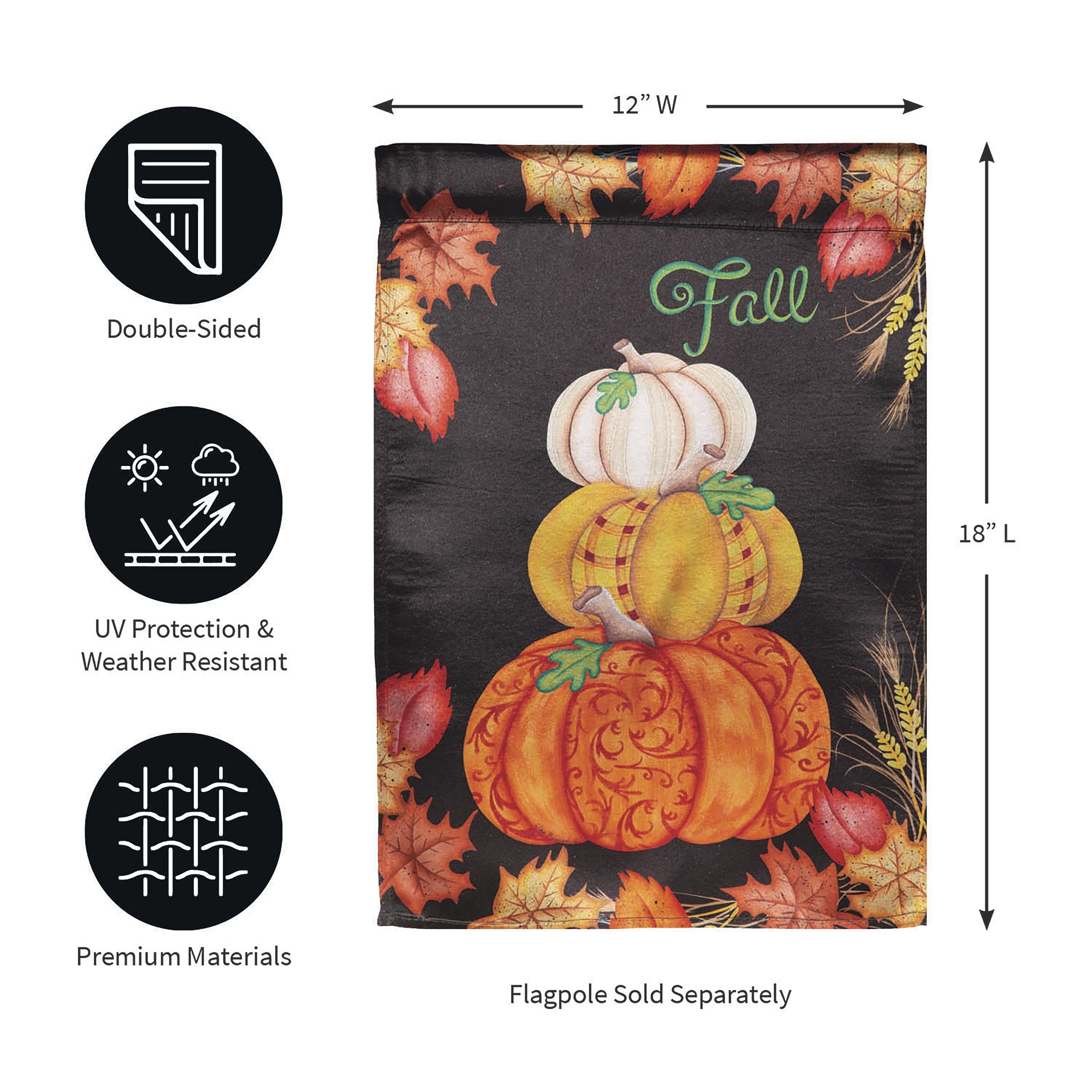 Stacked Pumpkins Lustre Garden Flag - Sports Collectibles, Sports Memorabilia, Sports Fan Shop, Sports Gifts