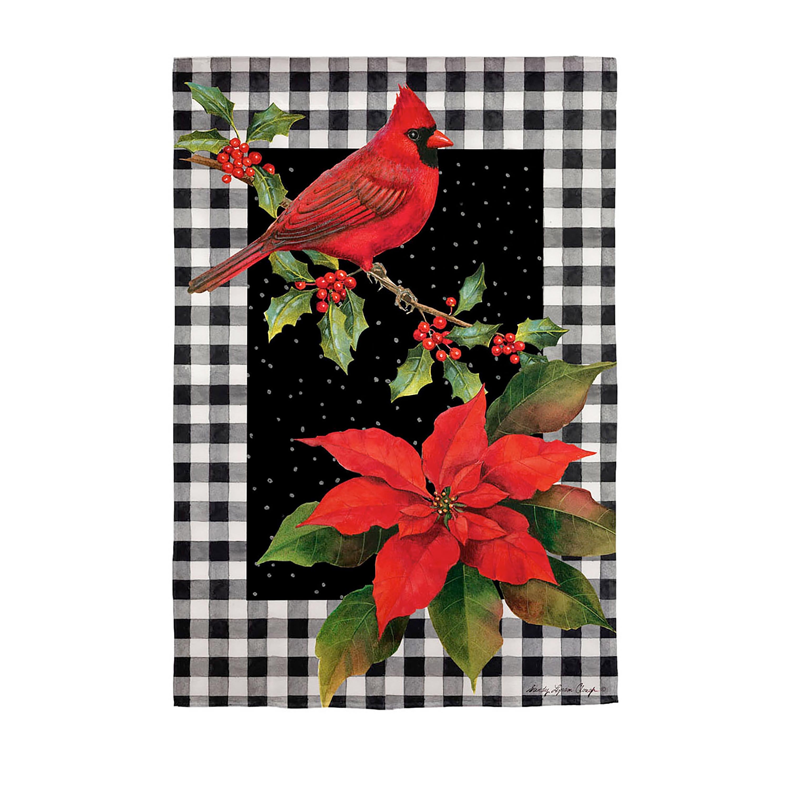 Cardinal & Holly Suede House Flag - Sports Collectibles, Sports Memorabilia, Sports Fan Shop, Sports Gifts