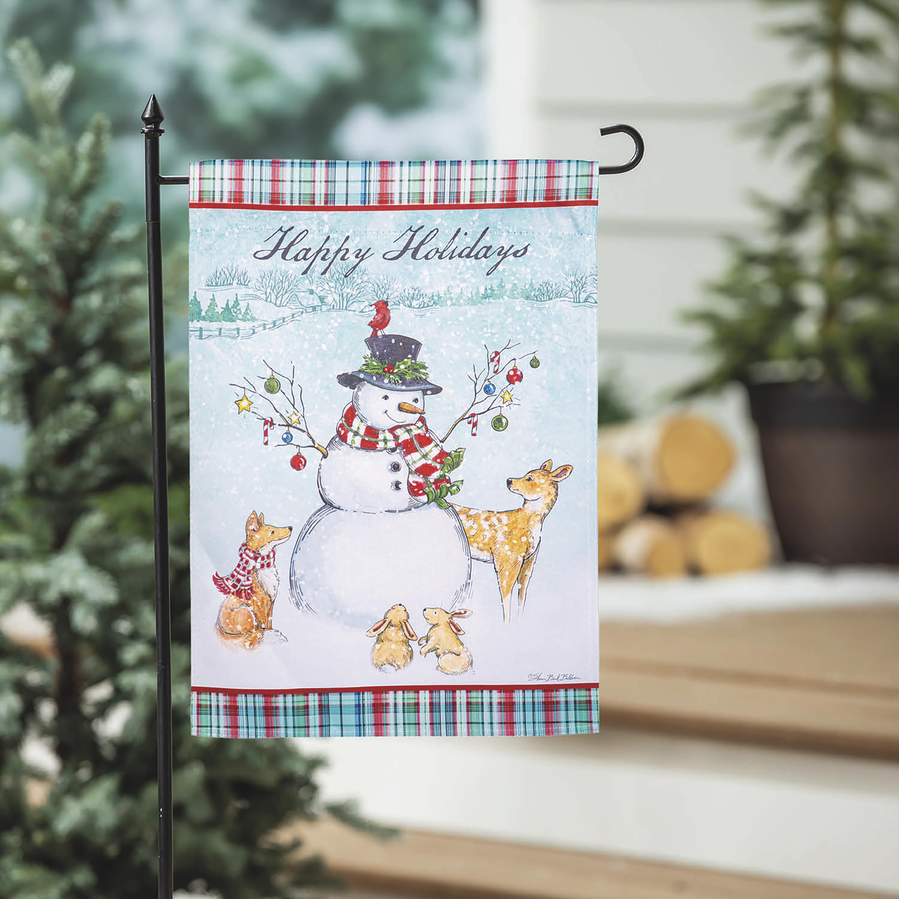 Snowman Holiday Reversible Suede Garden Flag - Sports Collectibles, Sports Memorabilia, Sports Fan Shop, Sports Gifts