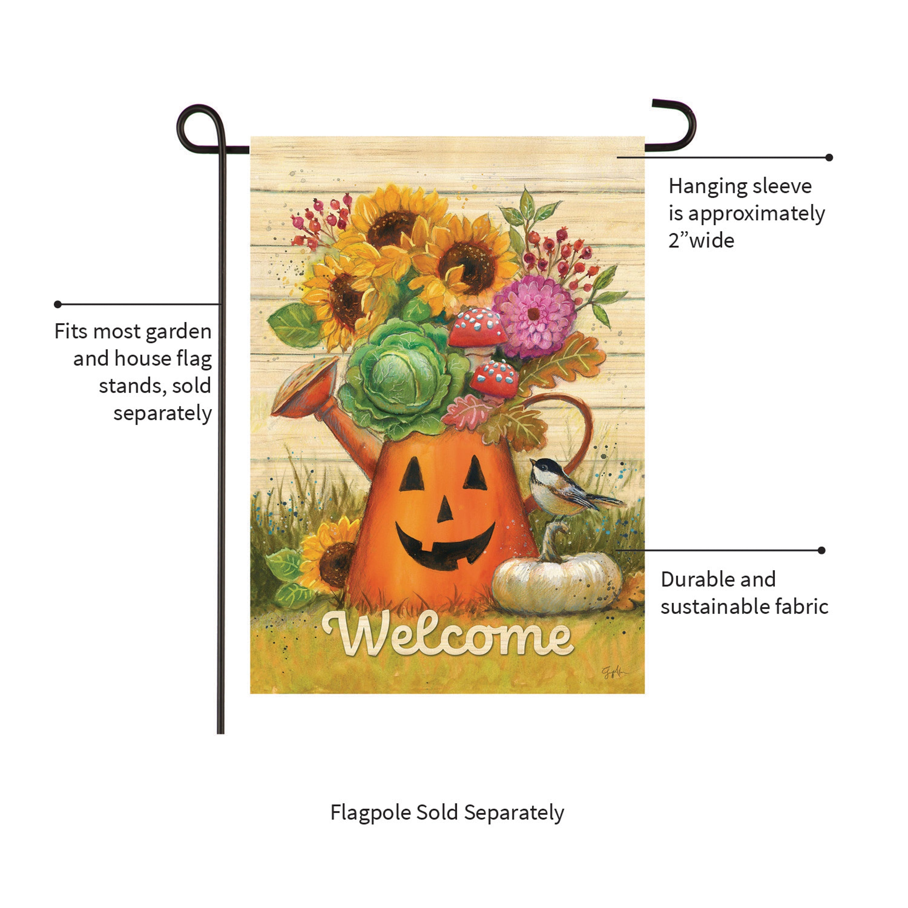 Halloween Watering Can Suede Garden Flag - Sports Collectibles, Sports Memorabilia, Sports Fan Shop, Sports Gifts