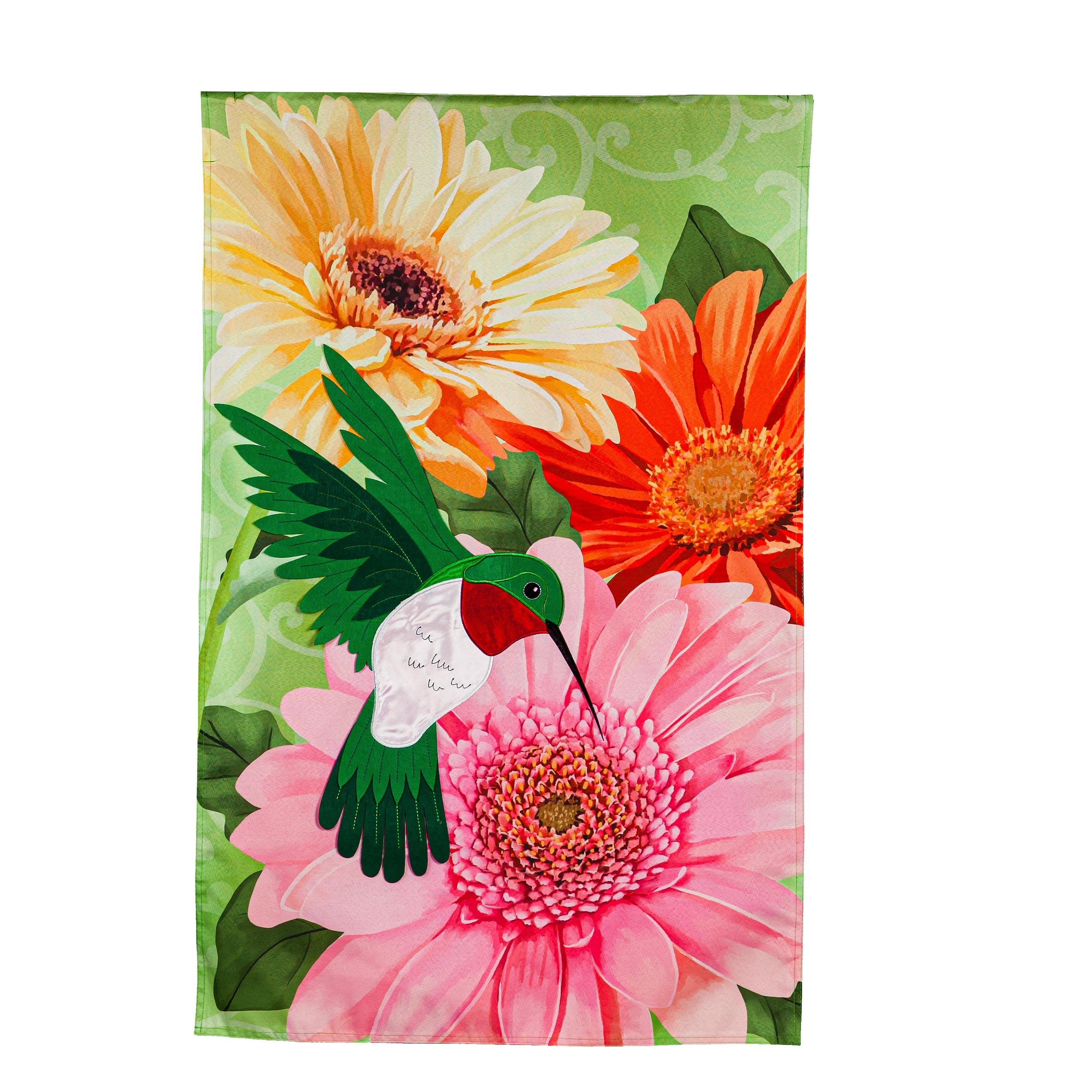 Hummingbird and Daisy Trio House Linen Flag - Sports Collectibles, Sports Memorabilia, Sports Fan Shop, Sports Gifts