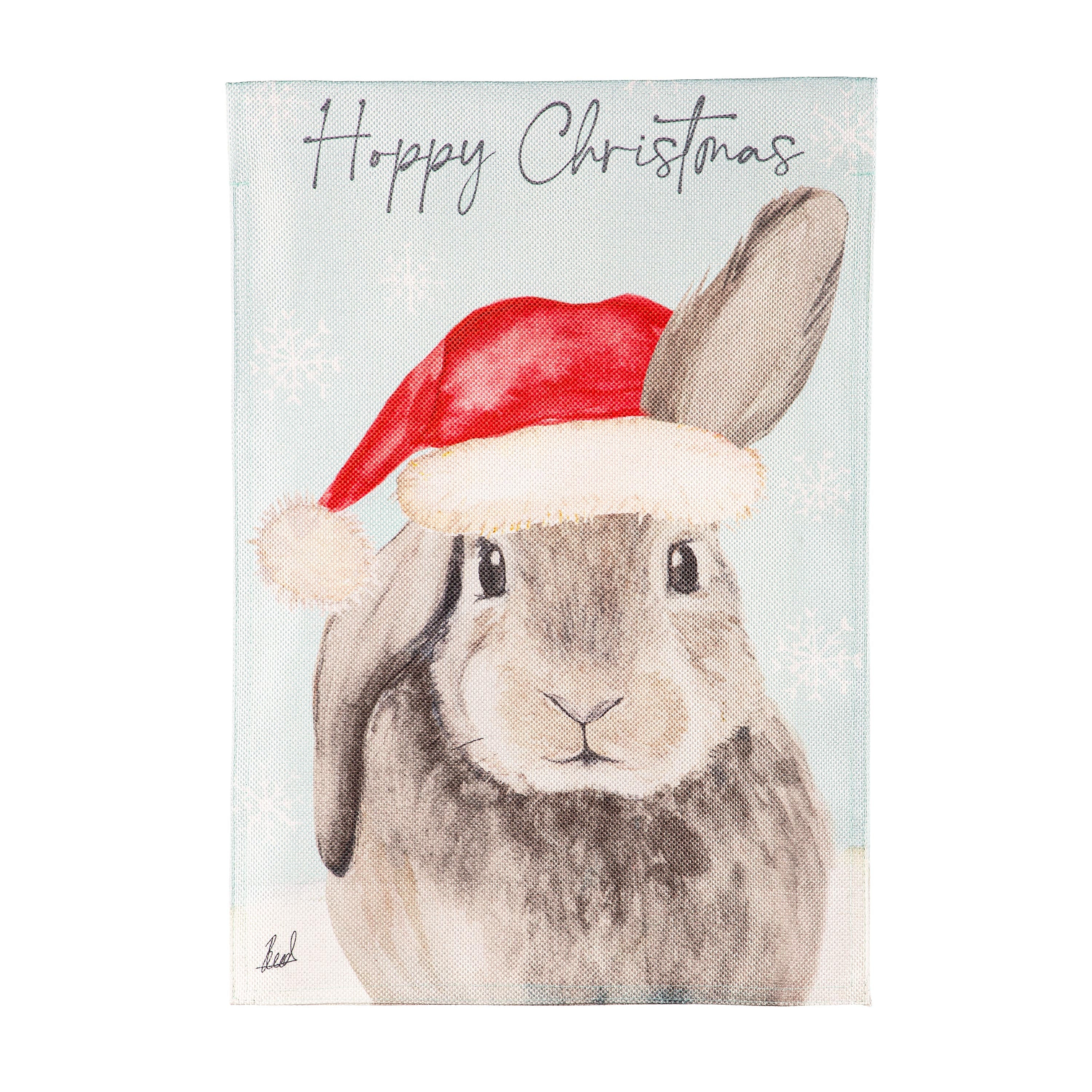 Merry Christmas Bunny Burlap Garden Flag - Sports Gifts, Sports Memorabilia, Sports Collectibles, Fan Shop