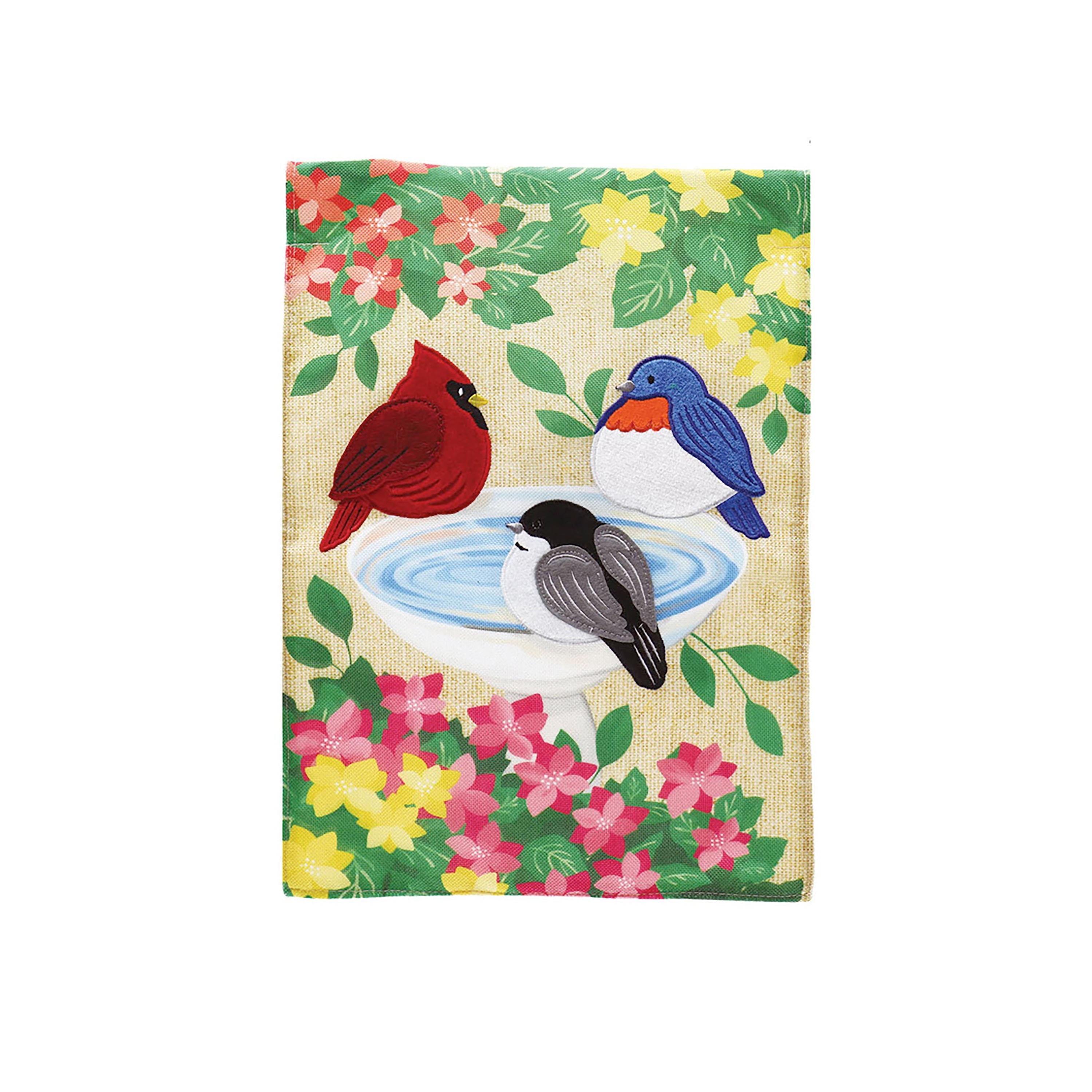 Portly Birdbath Gathering Garden Burlap Flag - Sports Collectibles, Sports Memorabilia, Sports Fan Shop, Sports Gifts