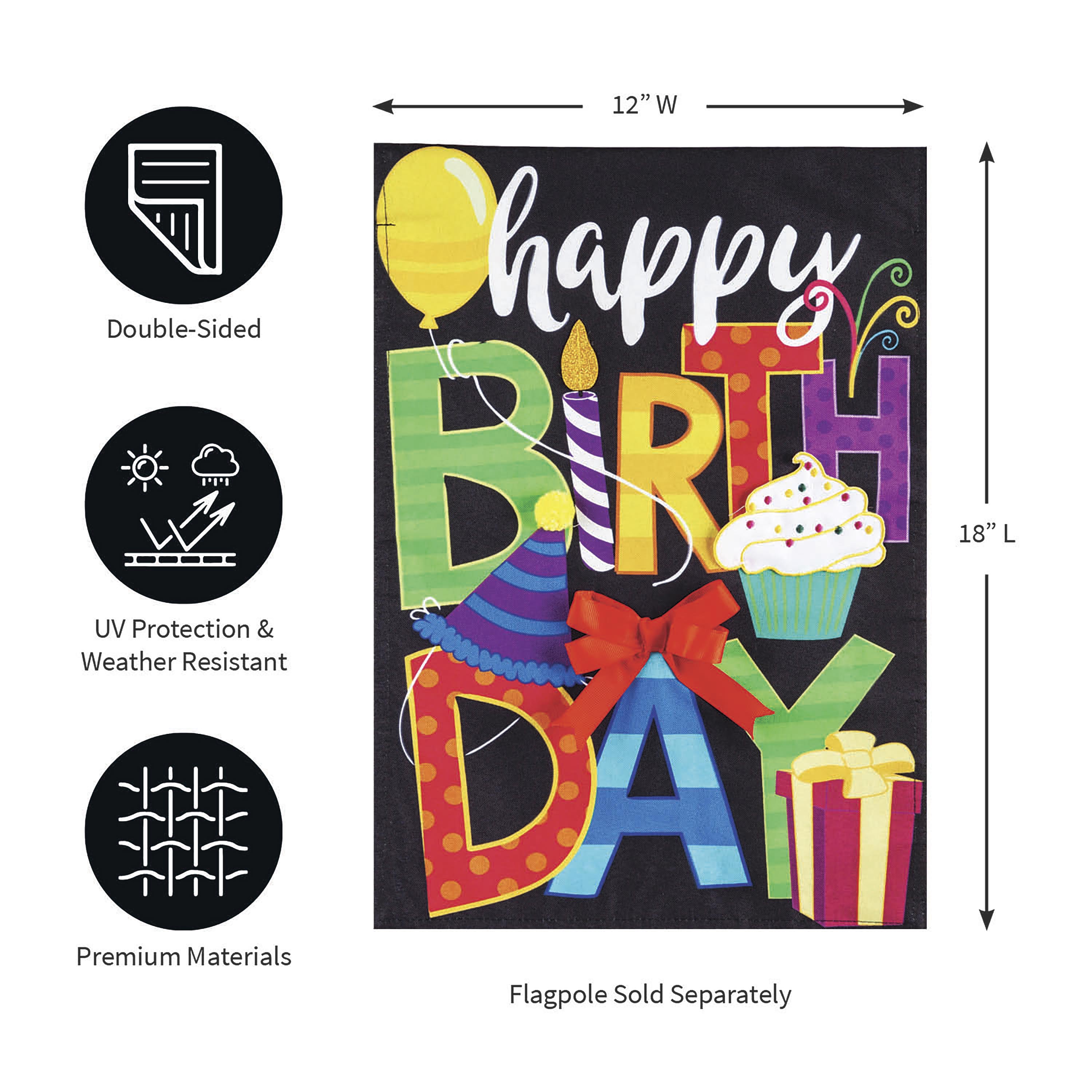 Happy Birthday Garden Linen Flag - Sports Collectibles, Sports Memorabilia, Sports Fan Shop, Sports Gifts