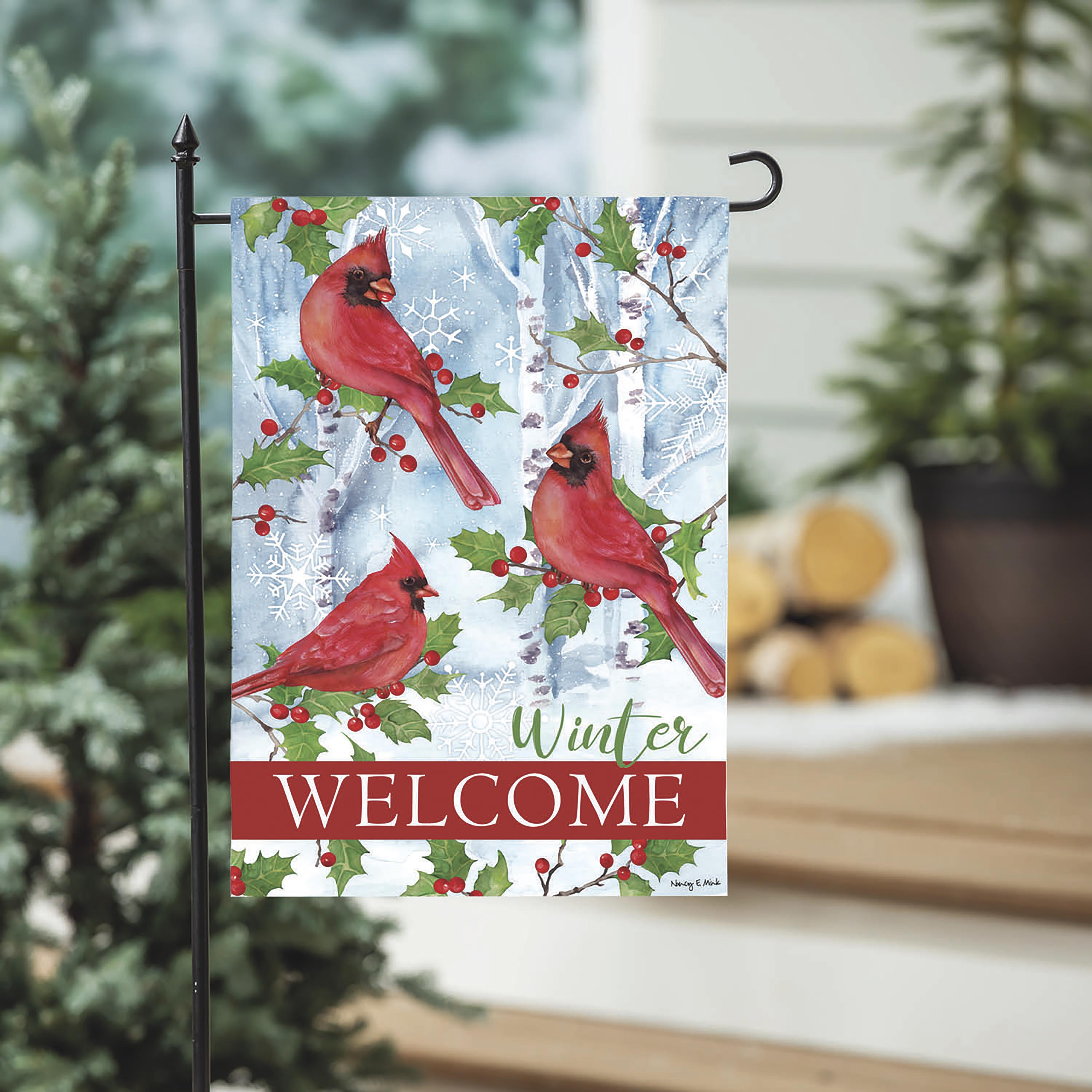 Winter Visit Suede Garden Flag - Sports Collectibles, Sports Memorabilia, Sports Fan Shop, Sports Gifts