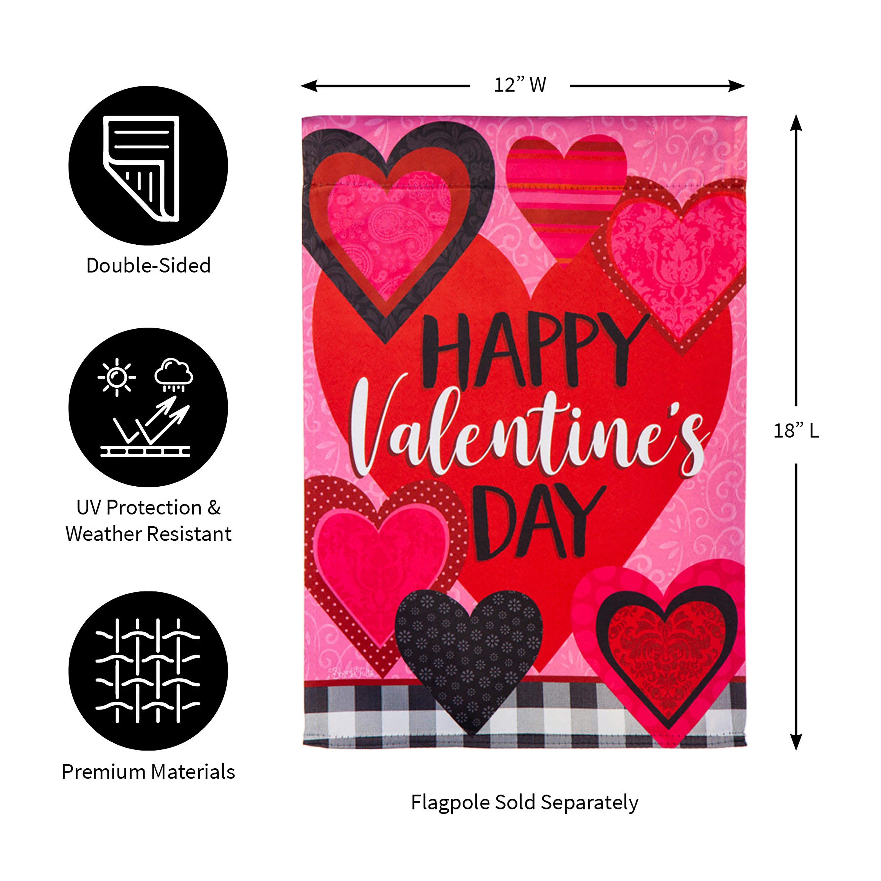 Patterned Valentine's Hearts Garden Suede Flag - Sports Collectibles, Sports Memorabilia, Sports Fan Shop, Sports Gifts