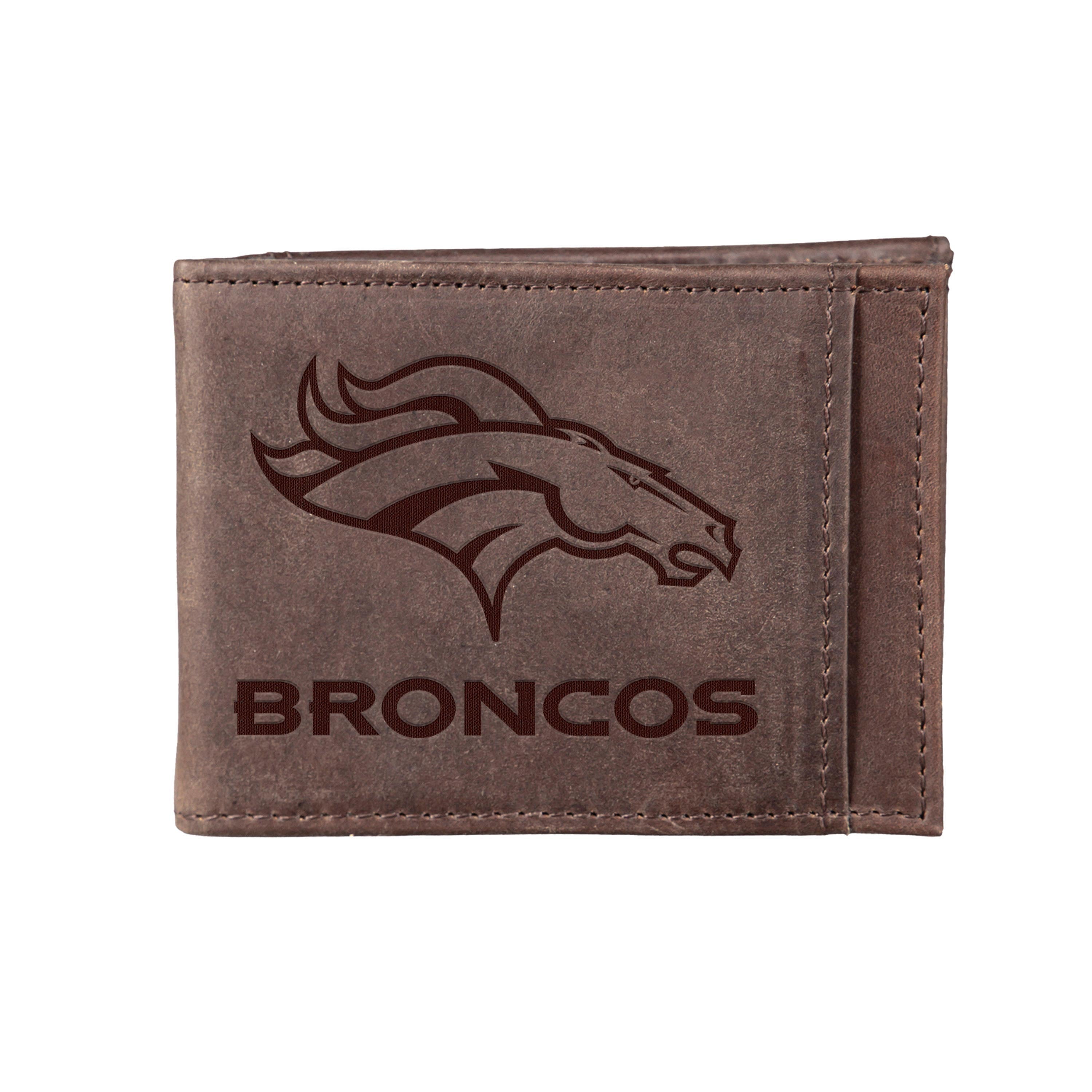 Front Pocket Wallet w/ RFID Blocking, Denver Broncos, Brown - Sports Collectibles, Sports Memorabilia, Sports Fan Shop, Sports Gifts