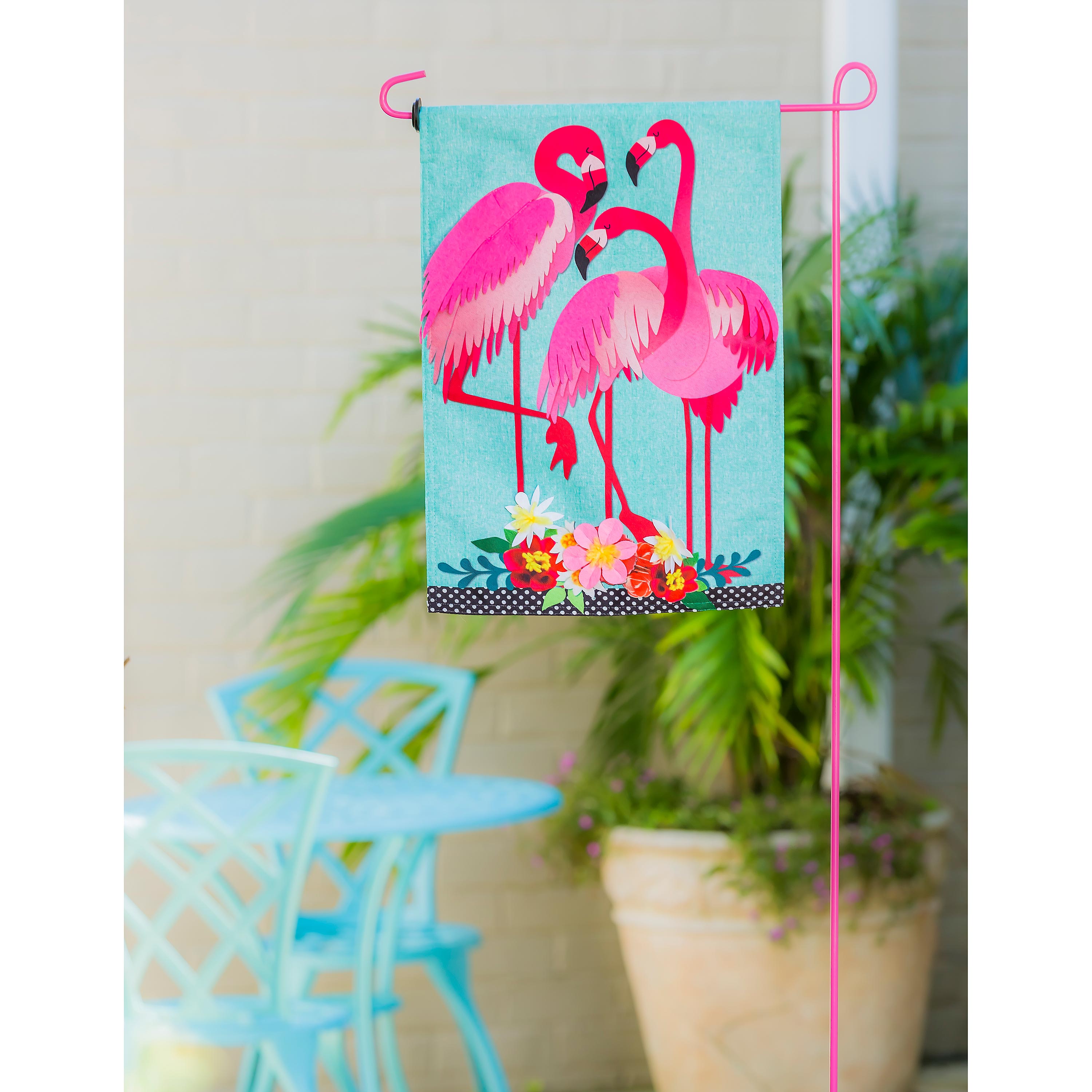 Flamingo Garden Garden Linen Flag - Sports Collectibles, Sports Memorabilia, Sports Fan Shop, Sports Gifts