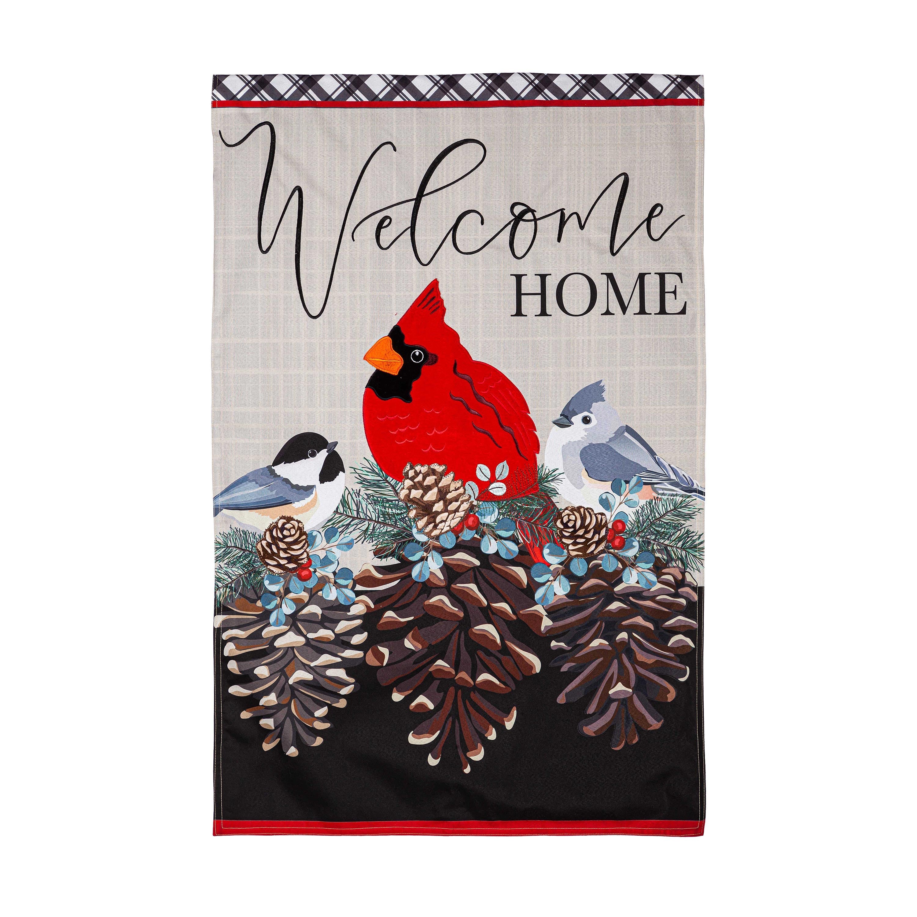 Songbirds and Pinecones Linen House Flag - Sports Gifts, Sports Memorabilia, Sports Collectibles, Fan Shop