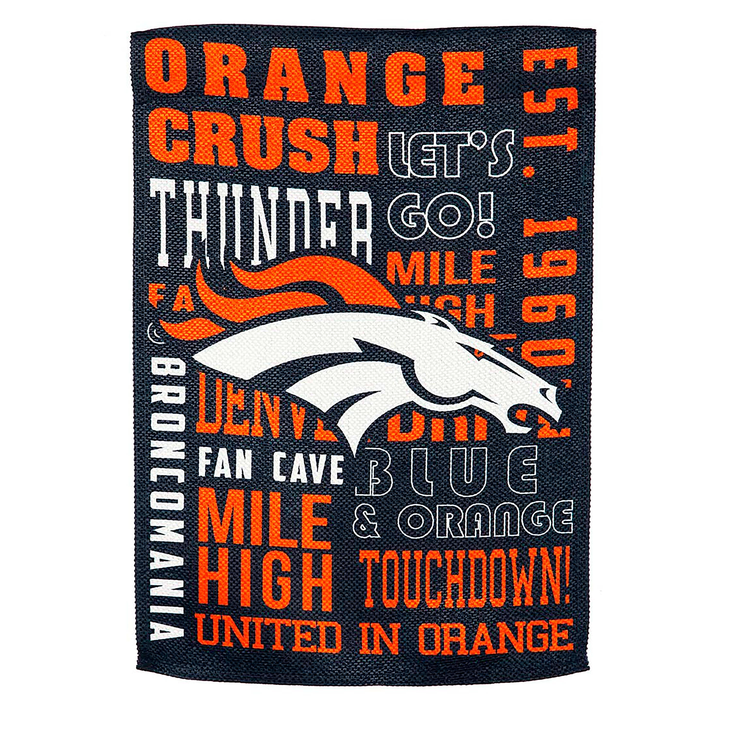 Double-Sided Fan Rules NFL Team Pride Sueded House Flag, Denver Broncos - Sports Collectibles, Sports Memorabilia, Sports Fan Shop, Sports Gifts