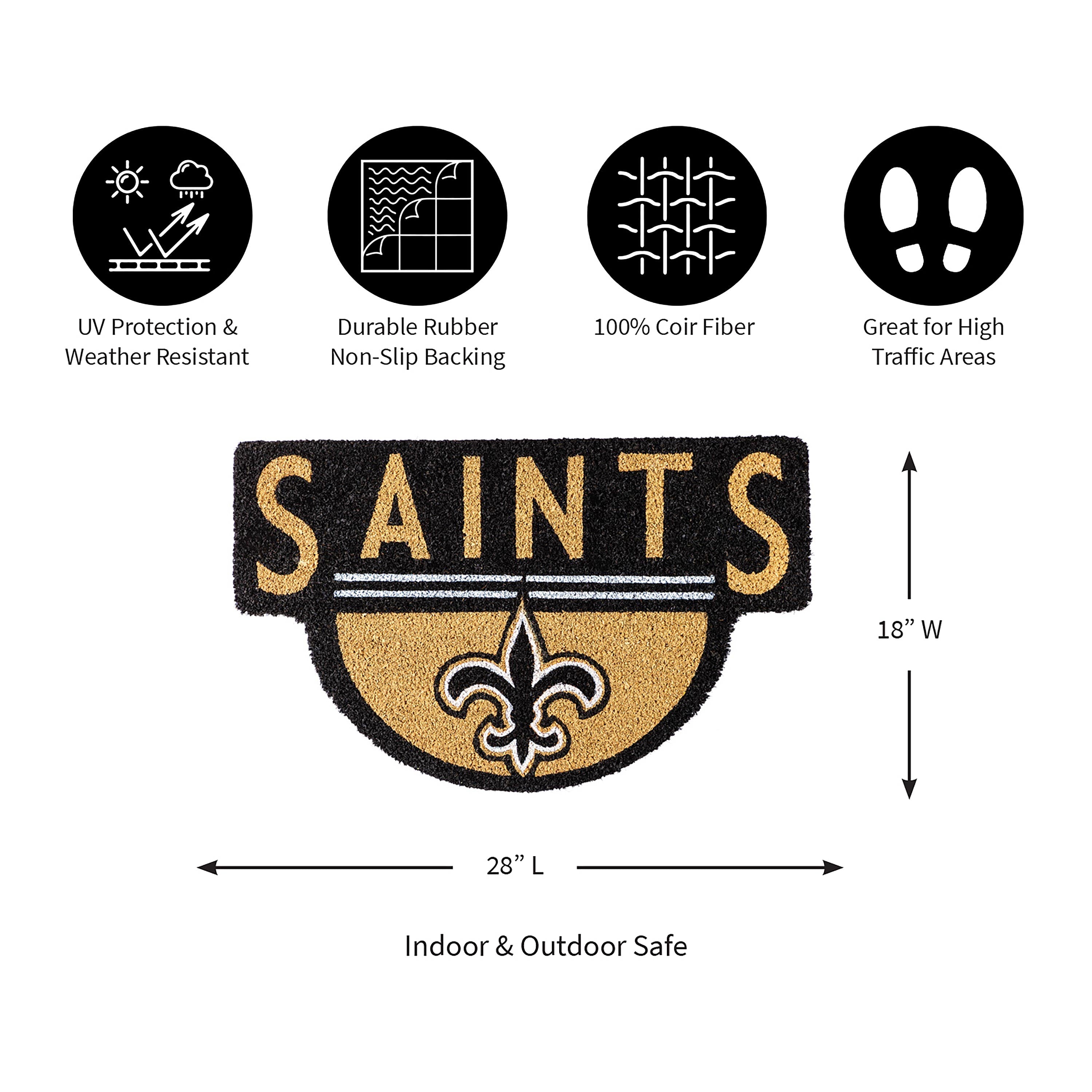 NFL Shaped Coir Door Mat, Saints - Sports Collectibles, Sports Memorabilia, Sports Fan Shop, Sports Gifts