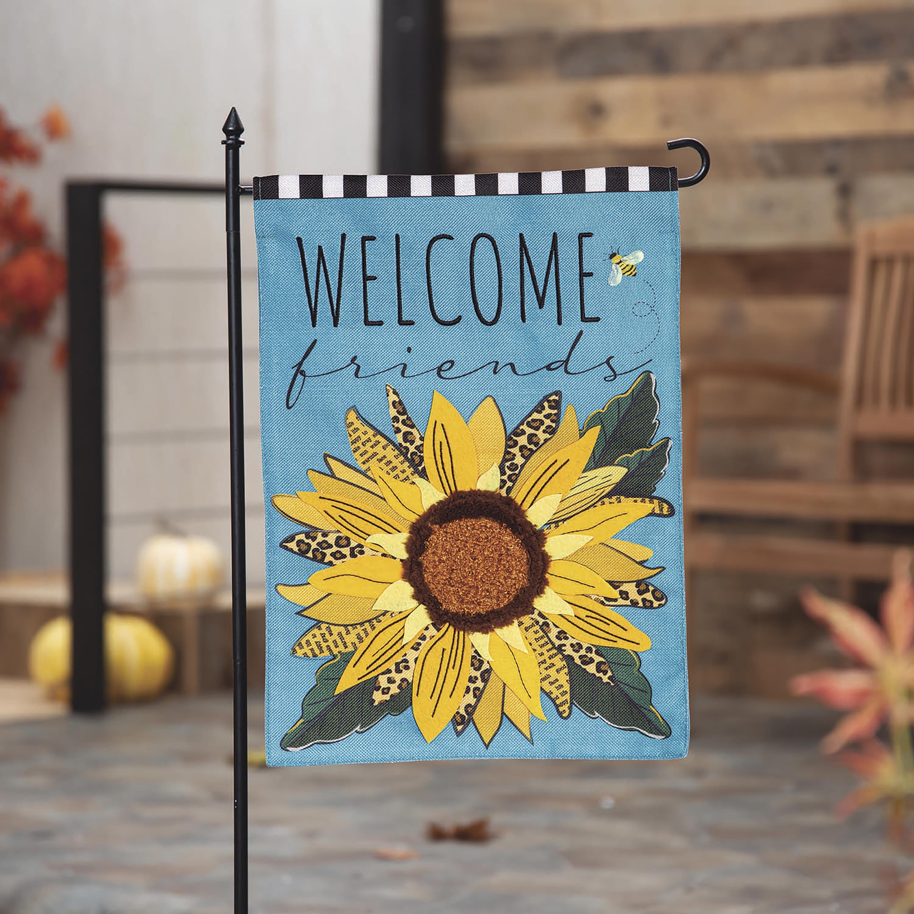 Welcome Friends Leopard Sunflower Burlap Garden Flag - Sports Collectibles, Sports Memorabilia, Sports Fan Shop, Sports Gifts