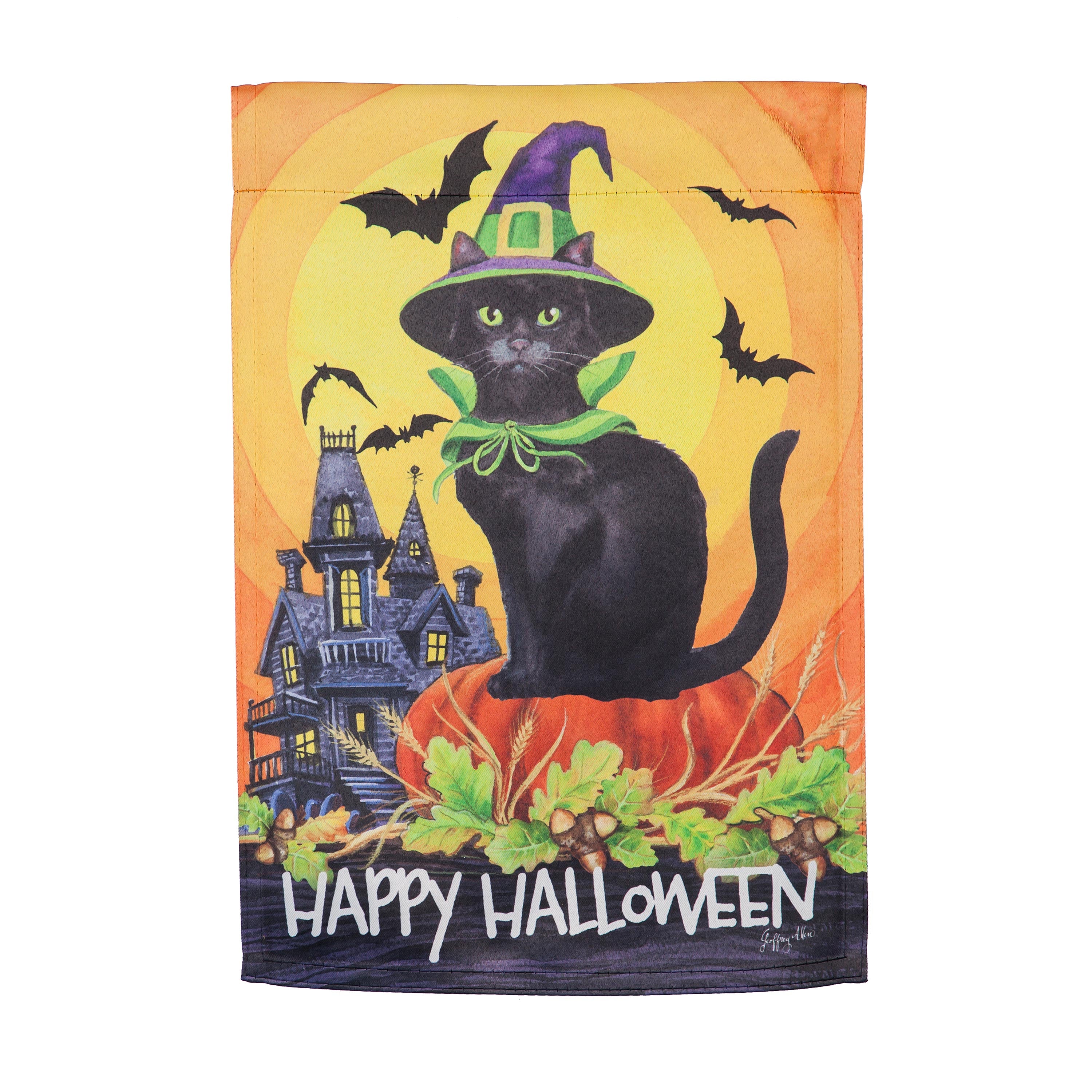 Halloween Black Cat Garden Suede Flag - Sports Collectibles, Sports Memorabilia, Sports Fan Shop, Sports Gifts
